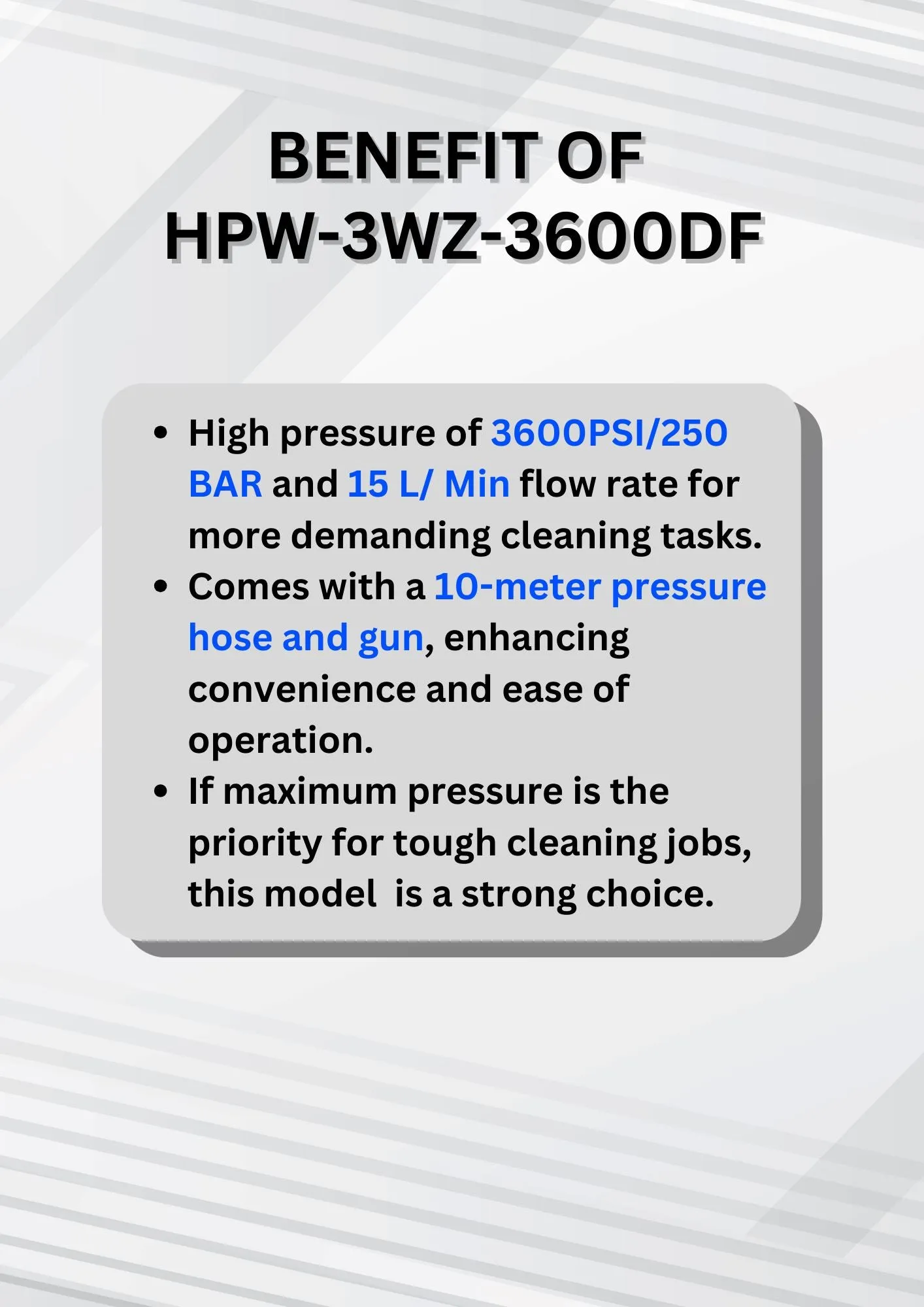 Aiko 10HP. 250BAR 188FA Diesel Engine High Pressure Washer Come with 10m Pressure Hose & Gun | Model : HPW-3WZ-3600DF