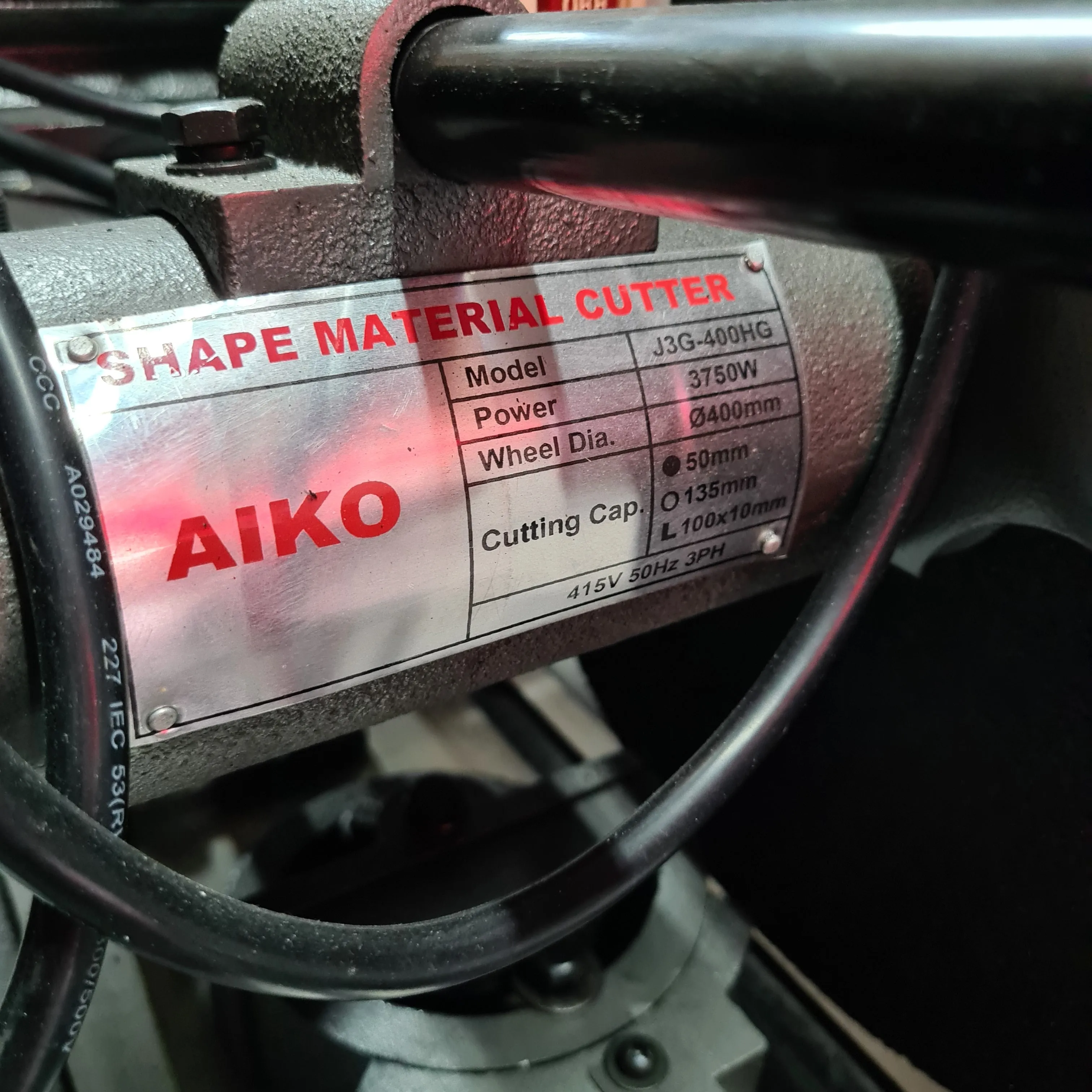 Aiko 16 4HP 3Phase Belt Cutting Machine | Type : With Motor . No Motor  | Model : J3G-400HG