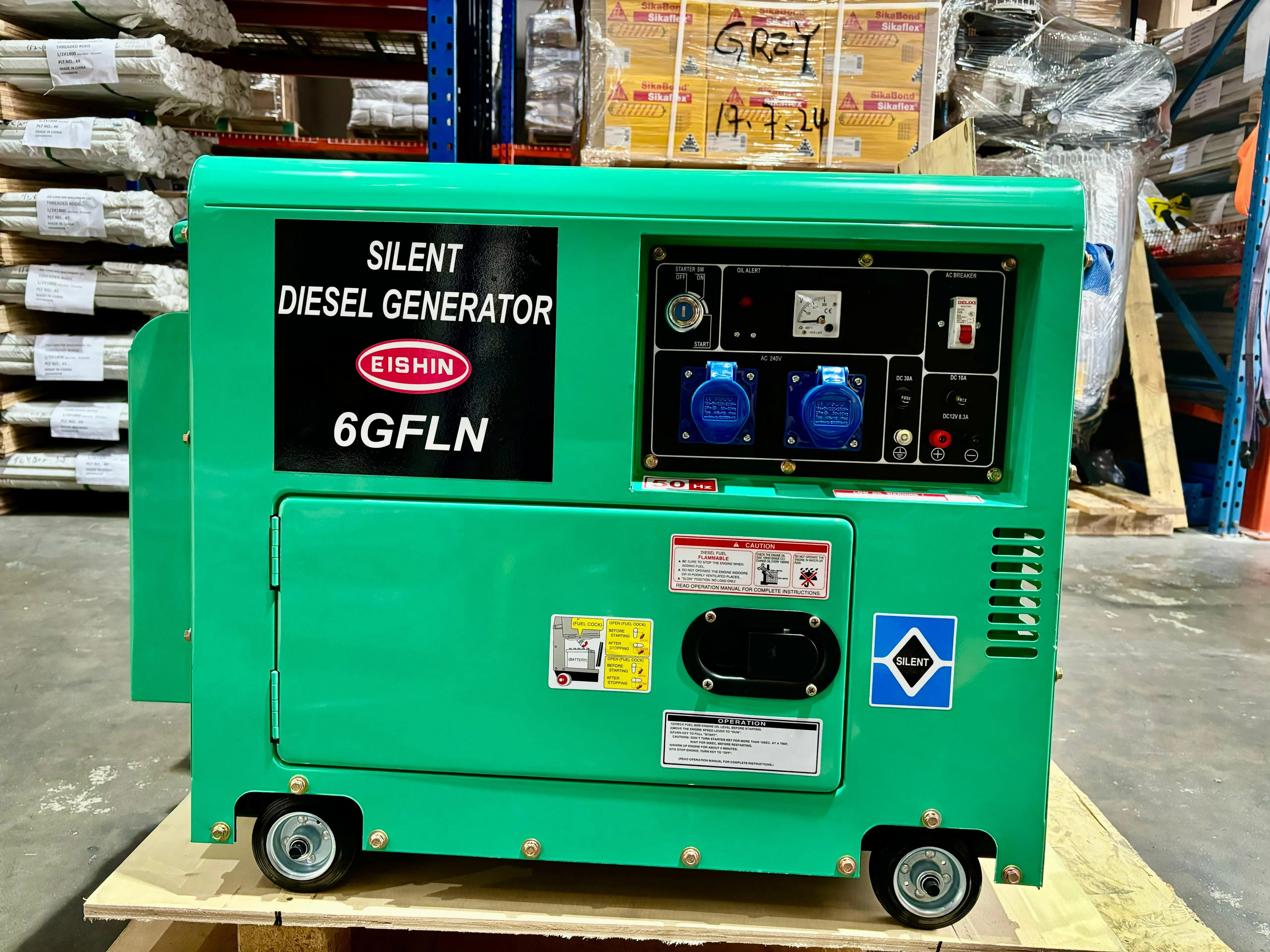 Aiko 240V Diesel Silent Generator 4.5KW 50HZ C/W 186FAE Engine | Model : 6GFLN-186FAE