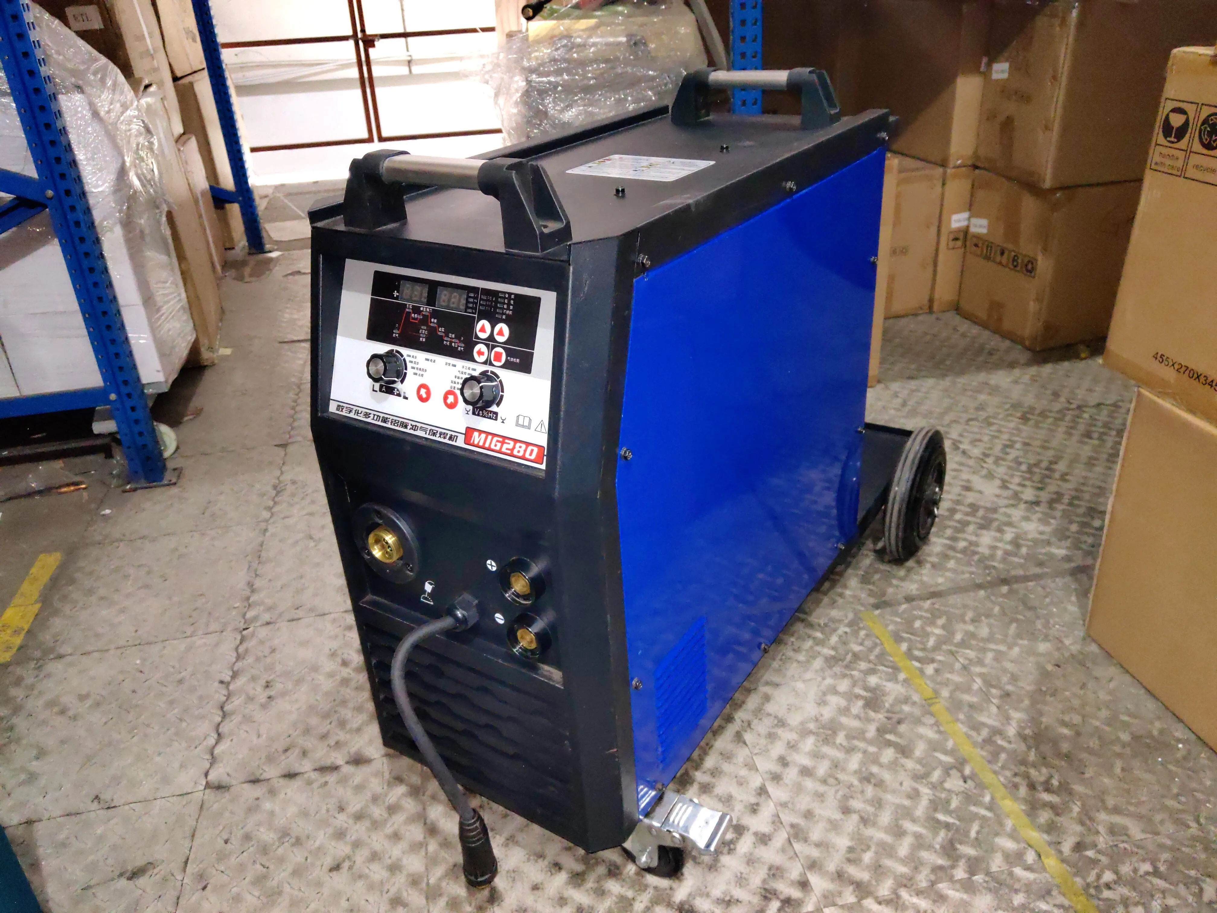 Aiko 380V 60Hz MIG Welding Machine Pulse Welder With Gas Tank Trolley Come With 4m Torch. 3m Earth Cable & Gas Hose | Model: W-MIG280P