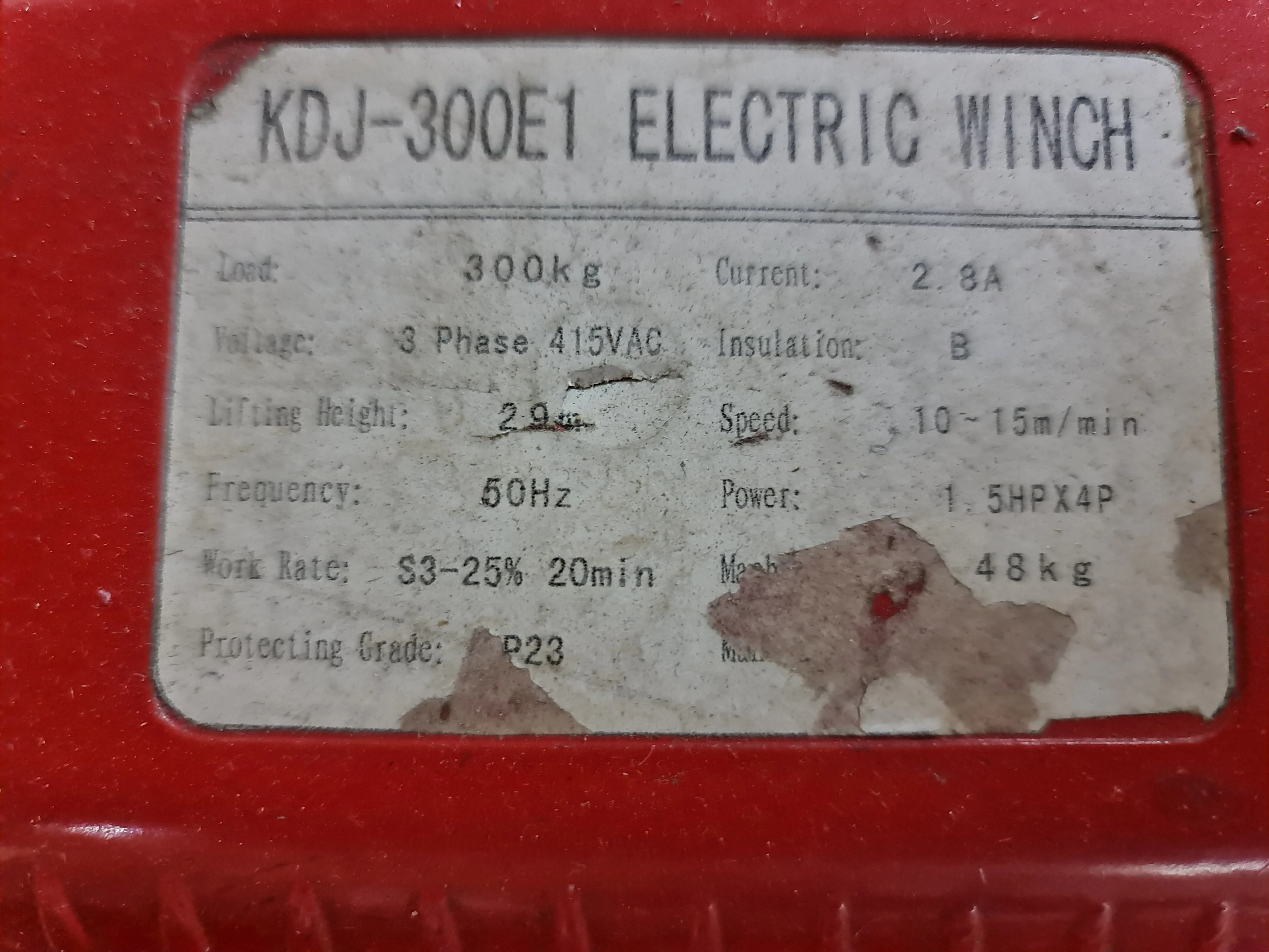Aiko 415V 300Kg Compact Winch | Model : WIN-KDJ300E1