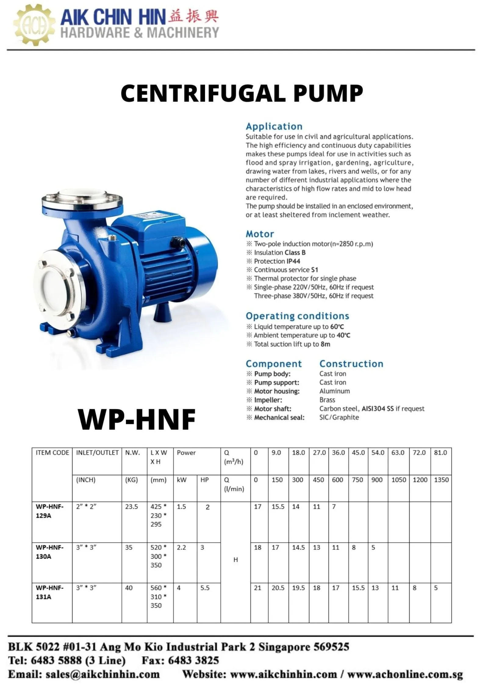Aiko Centrifugal Water Pump 415V | Model : WP-HNF