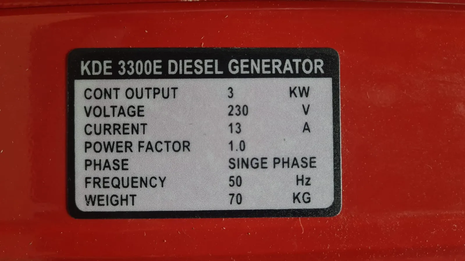 Aiko / Denko Diesel Generator KDE3300E 2.8KVA 230V 50Hz Without Battery | Model : KDE3300E