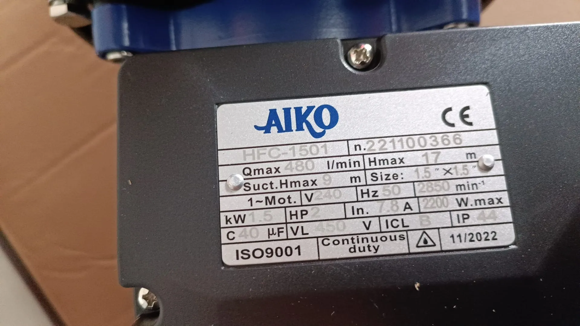 Aiko HFC-1500/HFC-1501 Swimming Pool Water Pump 2 2HP | Model : WP-HFC-1501