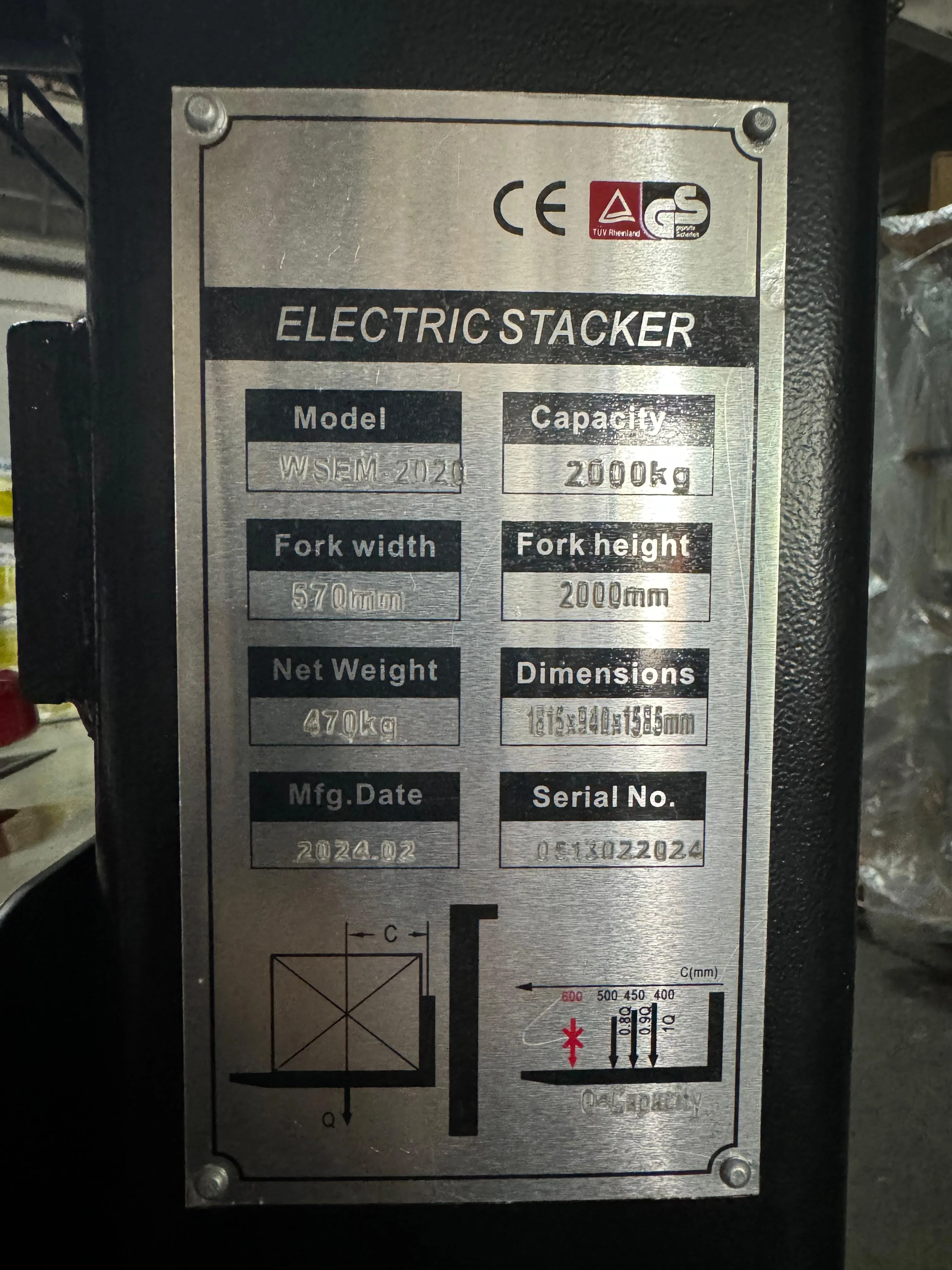 Aiko Semi-Electric Stacker 2 Ton 2M | Model : PT-WSEM-2020