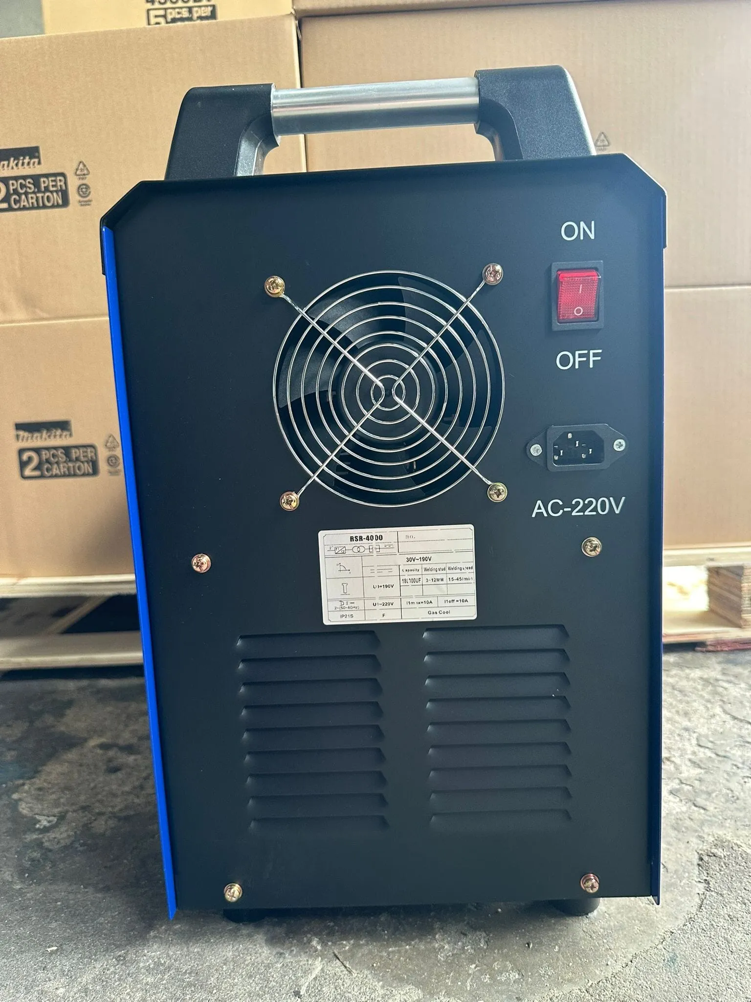 Aiko Stud Welding Machine 1.5kW 220V C/W 4m Torch & 2.5m Earth Cable | Model : W-RSR4000