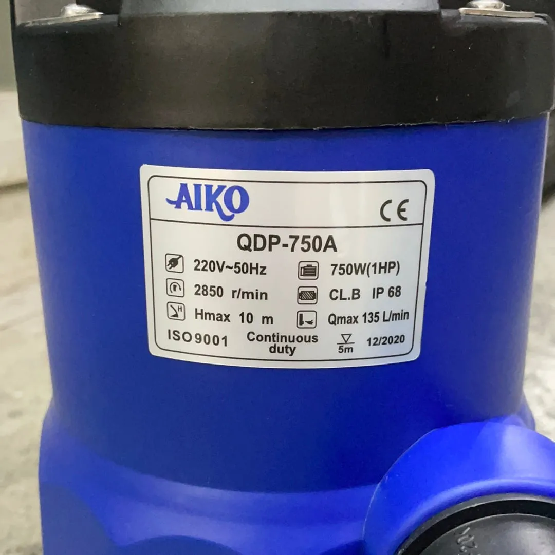 Aiko Submersible Pump (Without Float or Auto/ with float ) 1.5 0.5/1 Hp  | Model : WP-QDP