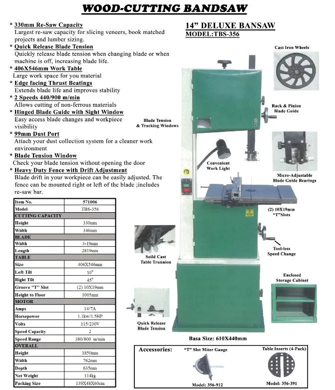 Aiko Vertical Wood Band Saw | Model : BSM-TBS-356