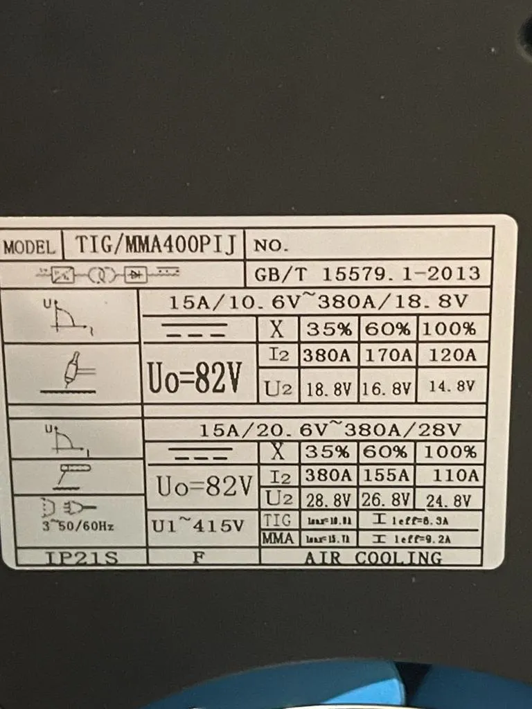 Aiko Welding Machine Tig400p Pulse Come with 4m WP18 & 1.5m Welding Cable   Earth Cable | Model : W-YM-TIG400P