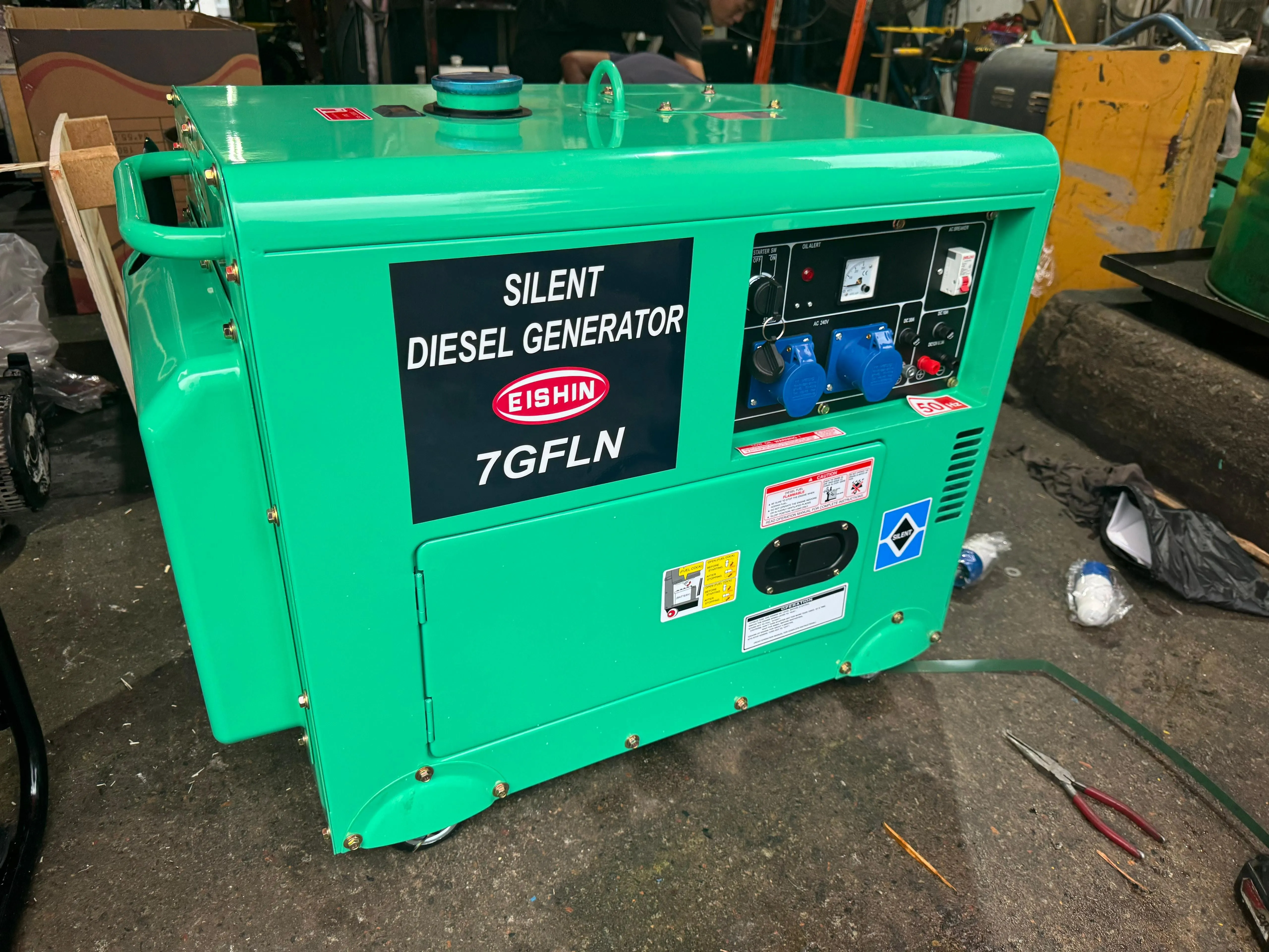 Aiko/Eishin Silent Diesel Generator 6KW 240V 50HZ C/W 188FBE Engine | Model: 7GFLN-188FBE