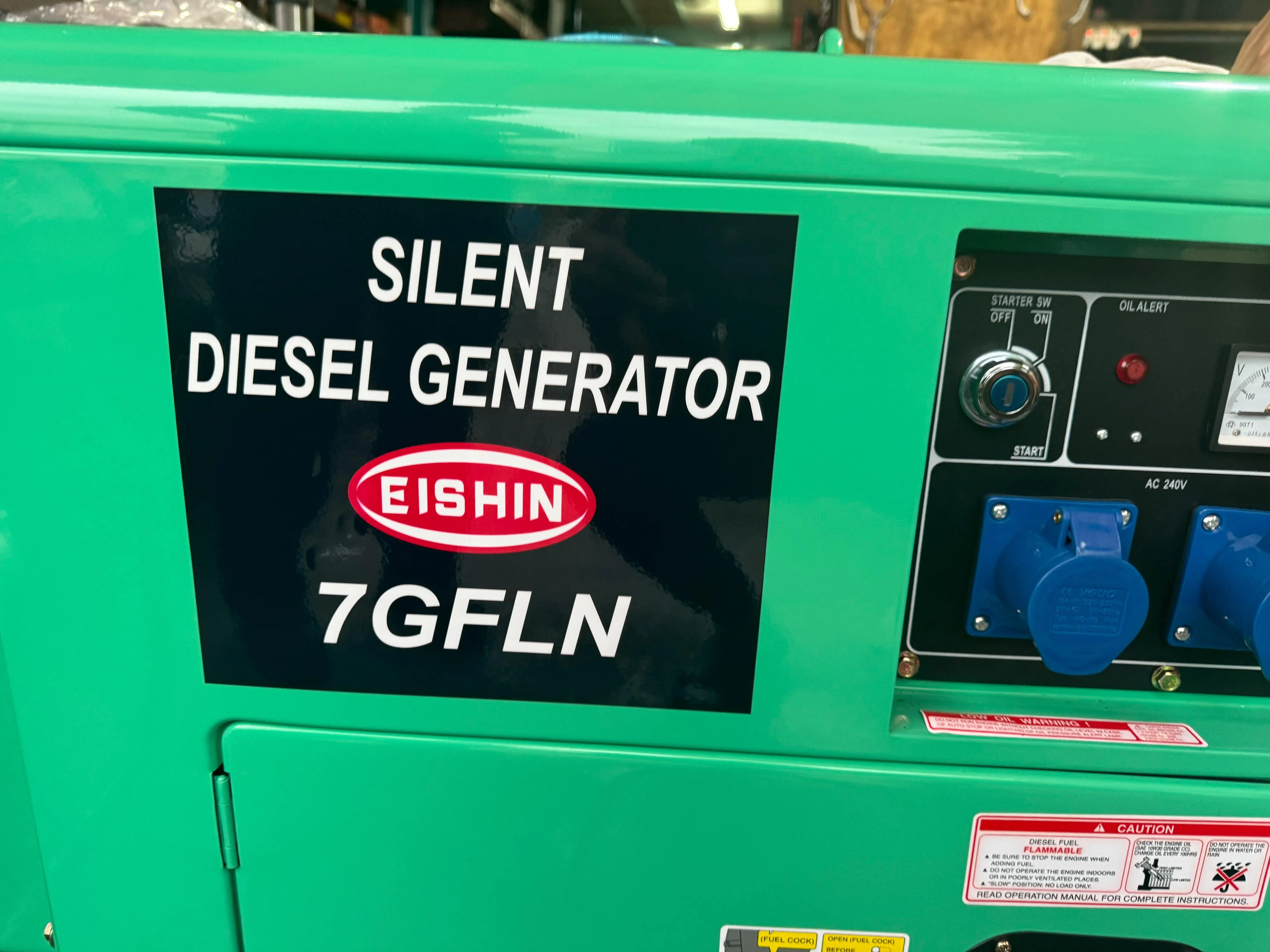 Aiko/Eishin Silent Diesel Generator 6KW 240V 50HZ C/W 188FBE Engine | Model: 7GFLN-188FBE