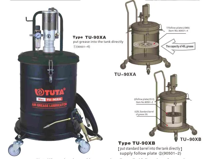 Aiko/Tuta Air Grease Pump TU-90XB Small Rubber (Put the Barrel Pail in) | Model : AM-TU-90XB