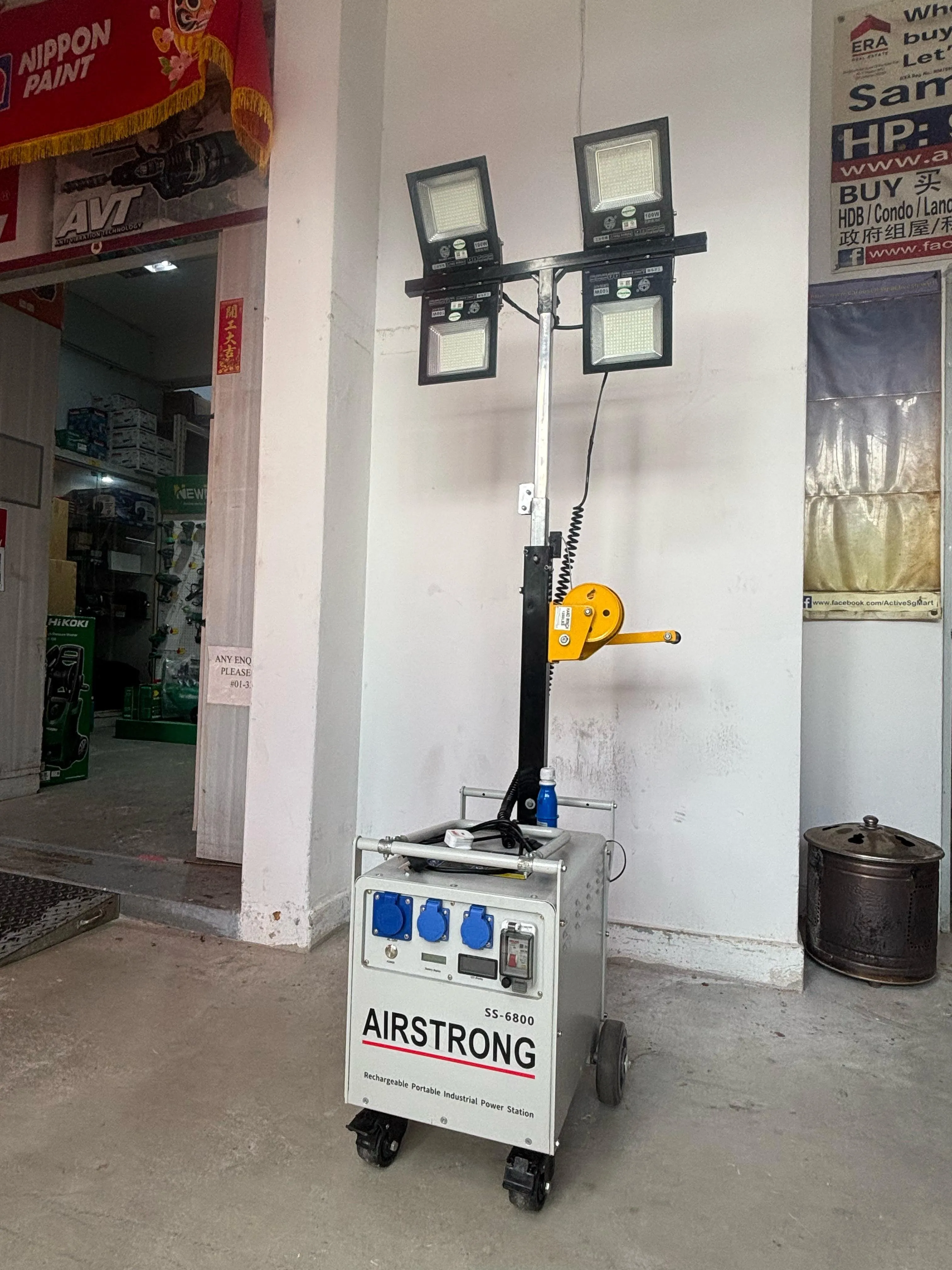 Airstrong 230V Rechargeable and Portable Oil Less Tower Light C/W 5KW Generator with LED 100wX4   | Model: SS-NEYY