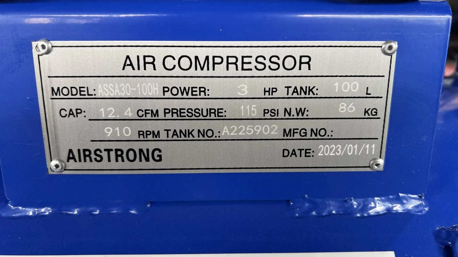 AIRSTRONG 3HP 100L Petrol Gasoline Engine Air Compressor Robin EY20 | Model :  ASSA30-100R