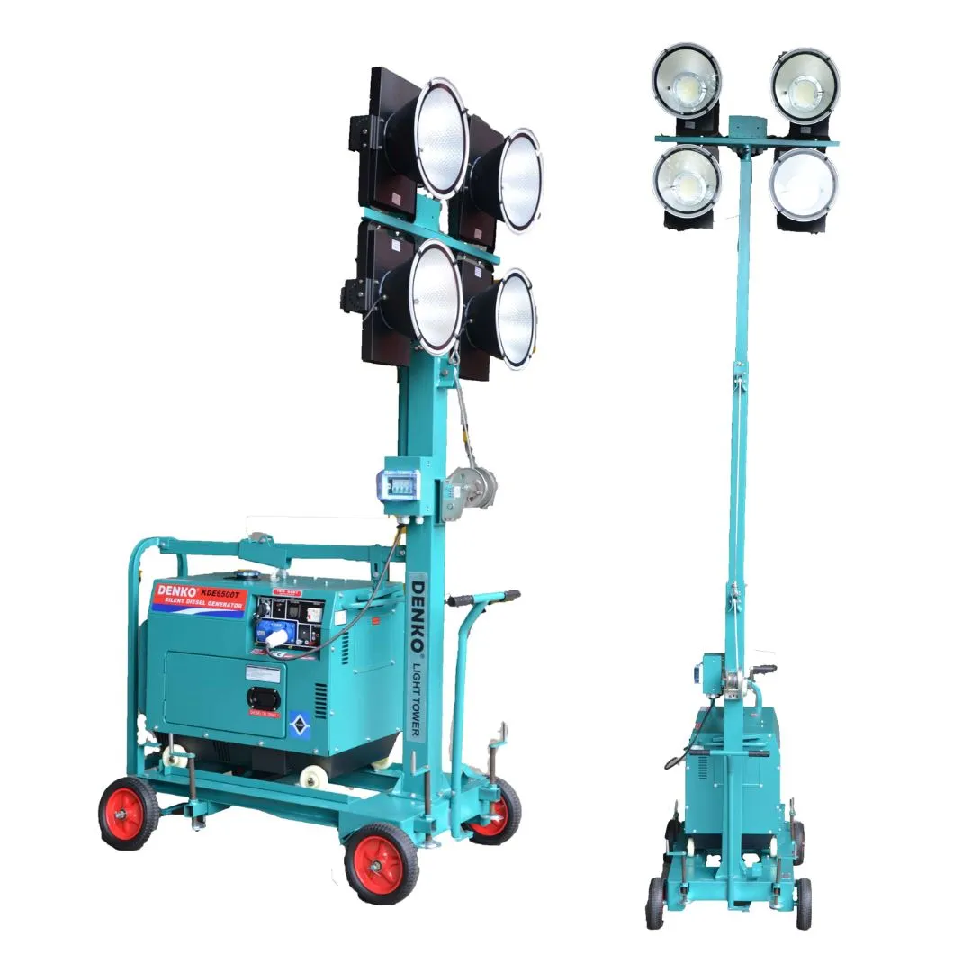 Denko 4x400W Tower Light Come With Denko Generator KDE6500T & NS40 Battery | Model : LT800LED KDE6500T