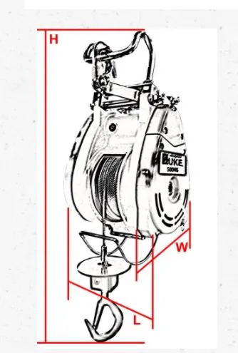 Duke Winch 230V . 500kg. 6mm x 40m Electric Mini Wire Rope Winch TH Series | Model : WIN-DU500TH