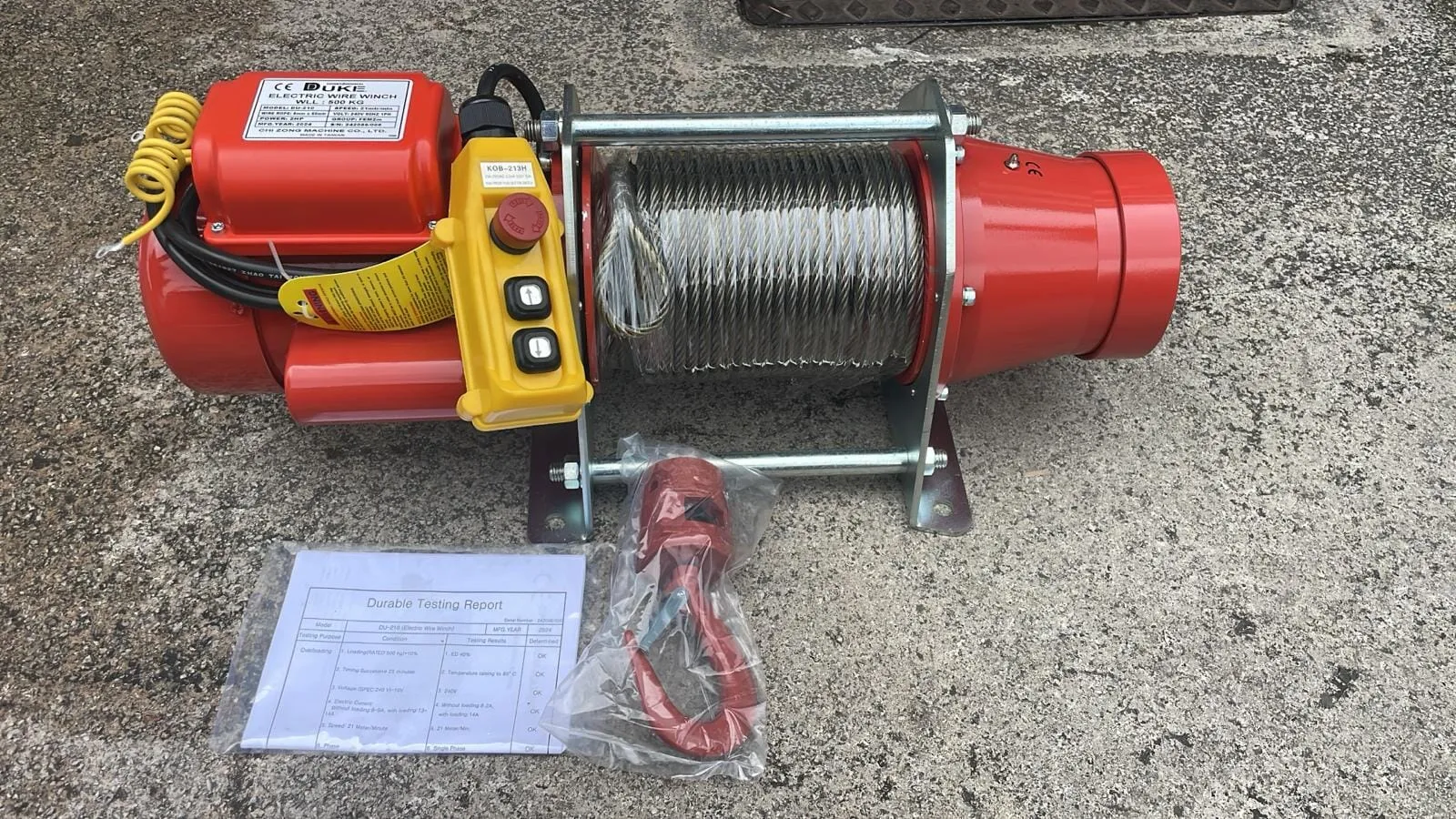 Duke Winch 230V. 500Kg 8mmx60m  Electric Wire Rope Winch | Model : WIN-DU210