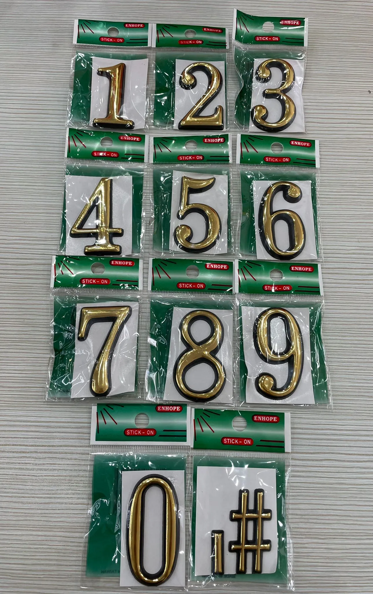 Enhope Stick On Plastic Unit Number Plate (Gold) | Model : AK50