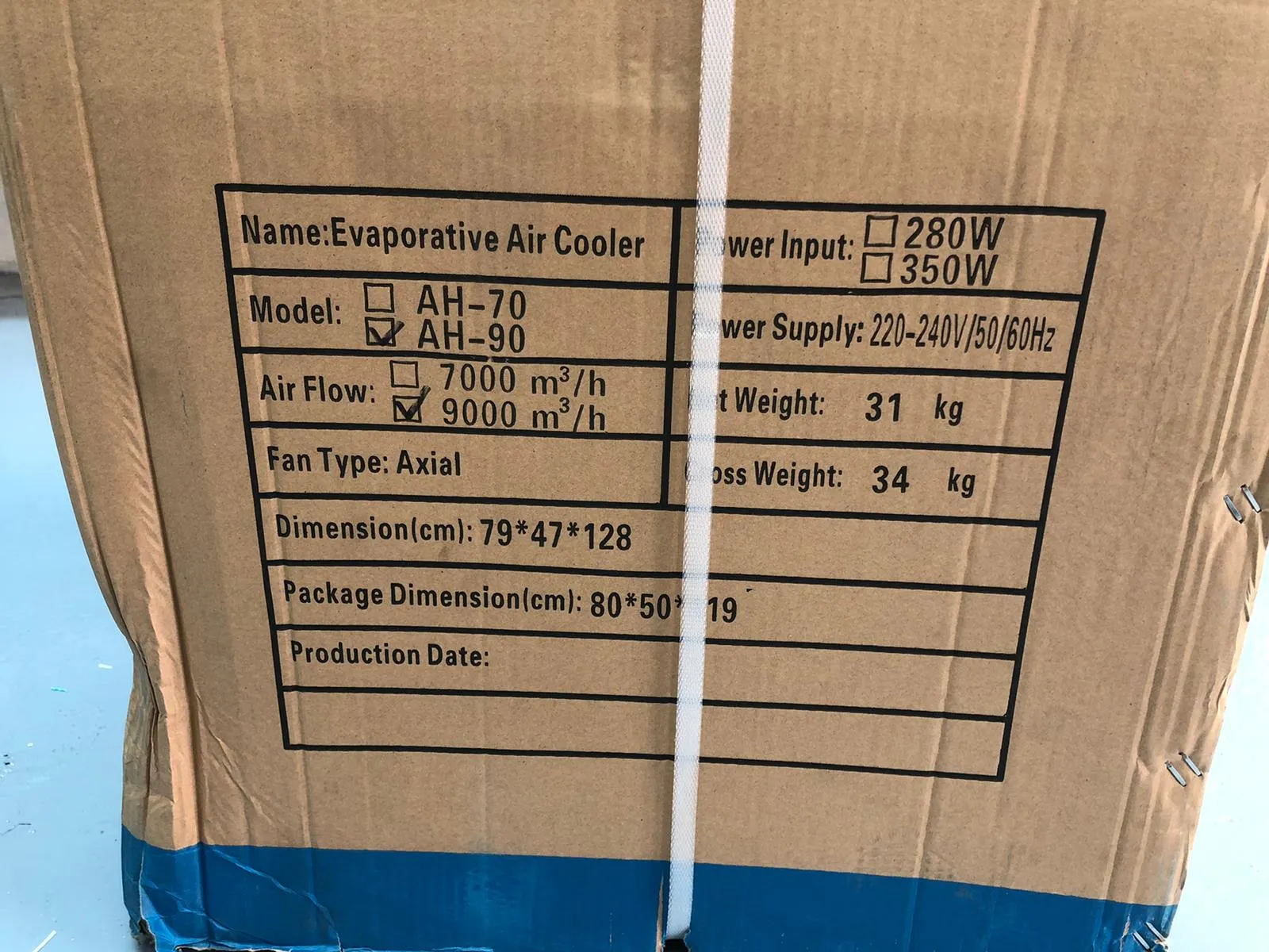 Evaporative Air Cooler With Remote (Tank 106L)| Model : BLR-AH90