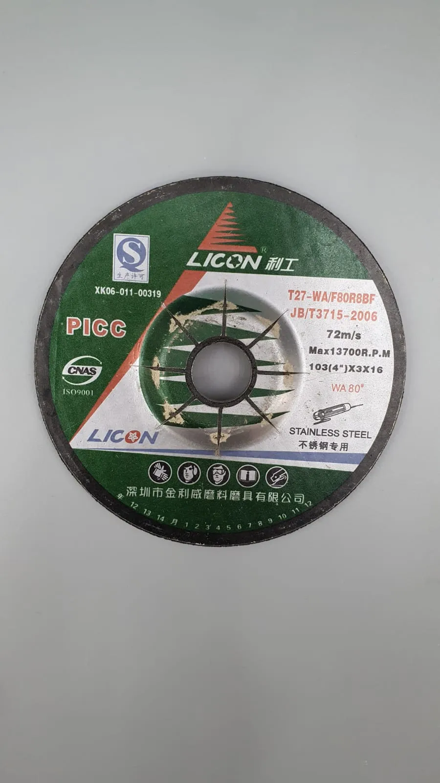 LICON 4 Grinding Disc for Stainless Steel | Model : FD-L04