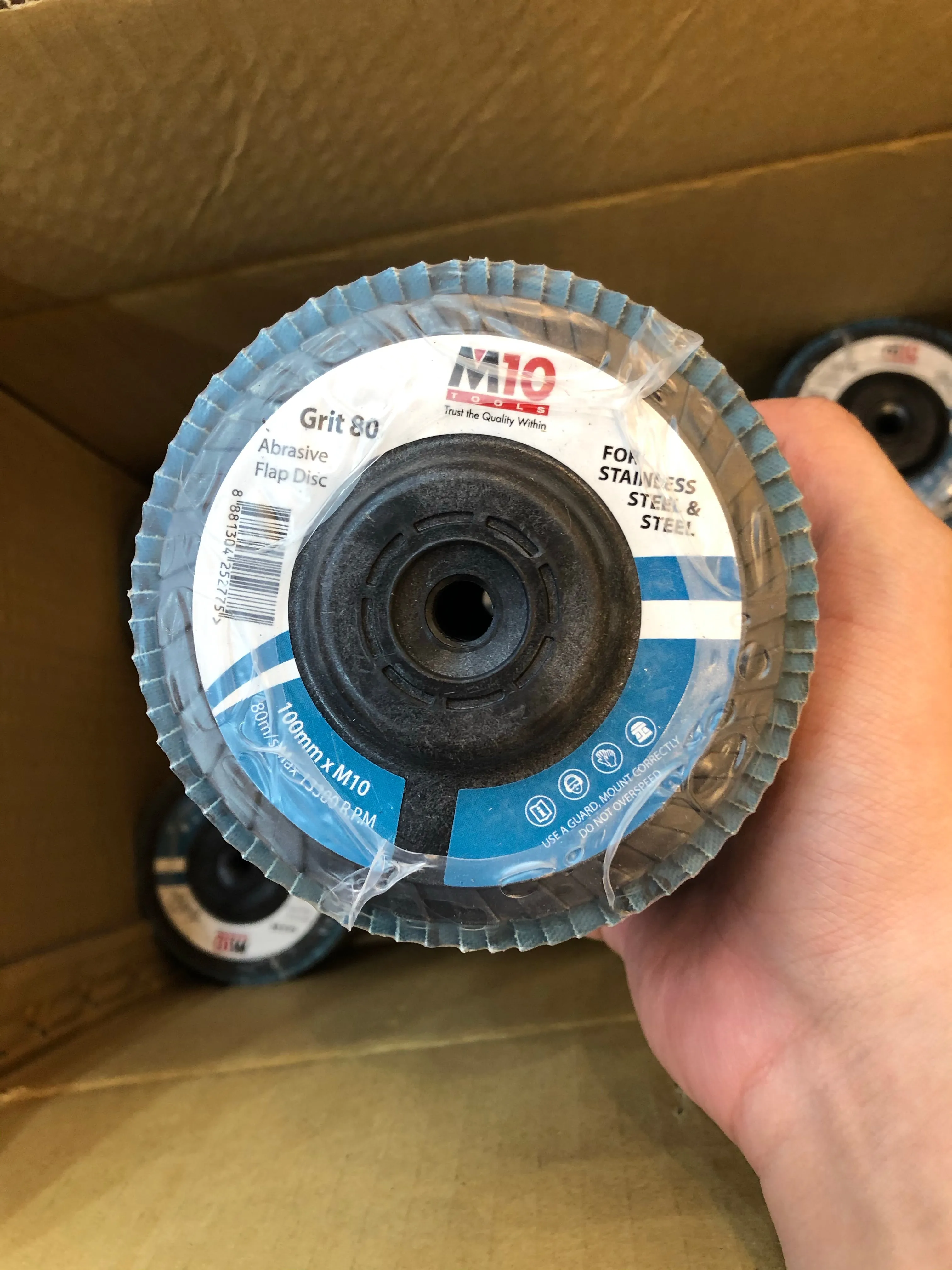 M10 100mm Flap Disc for Stainless Steel | Type : #60 - #320 | Model : 019-056-