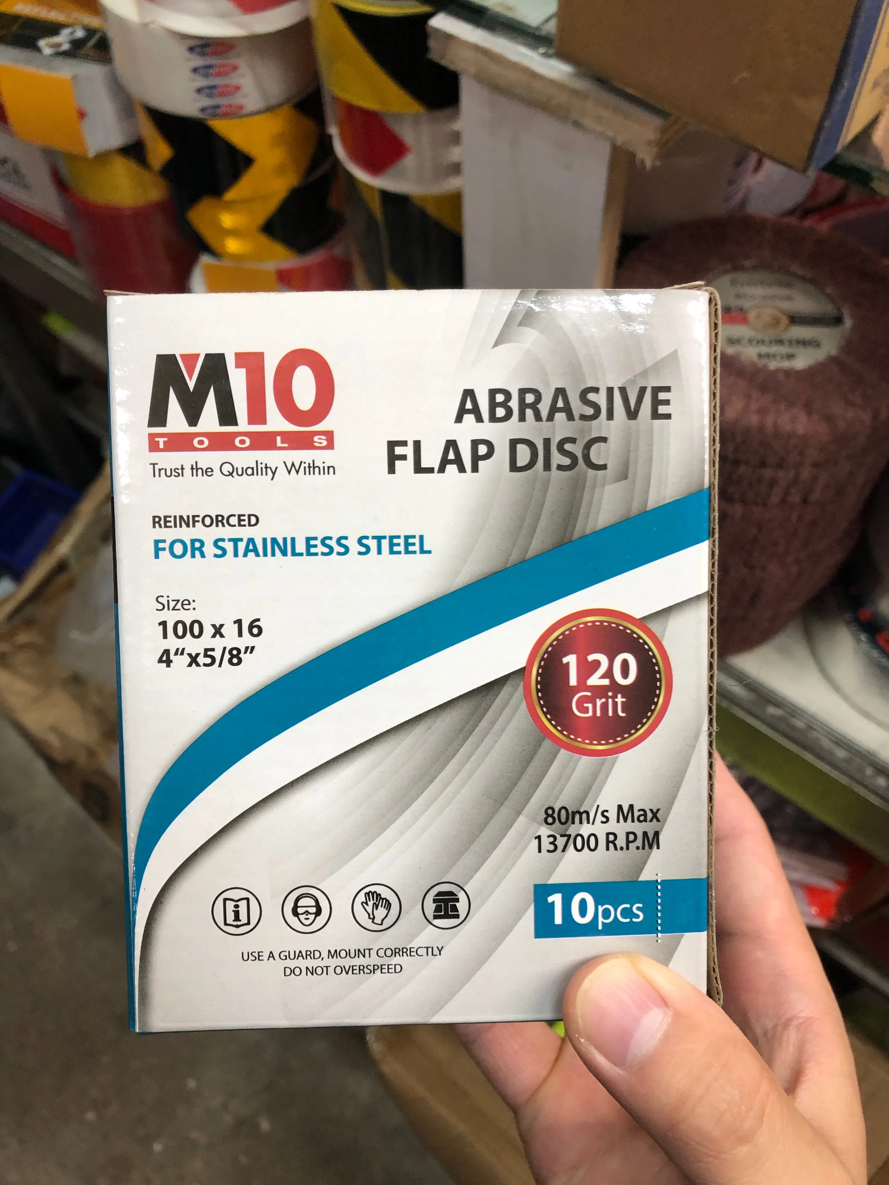 M10 100mm Flap Disc for Stainless Steel | Type : #60 - #320 | Model : 019-056-