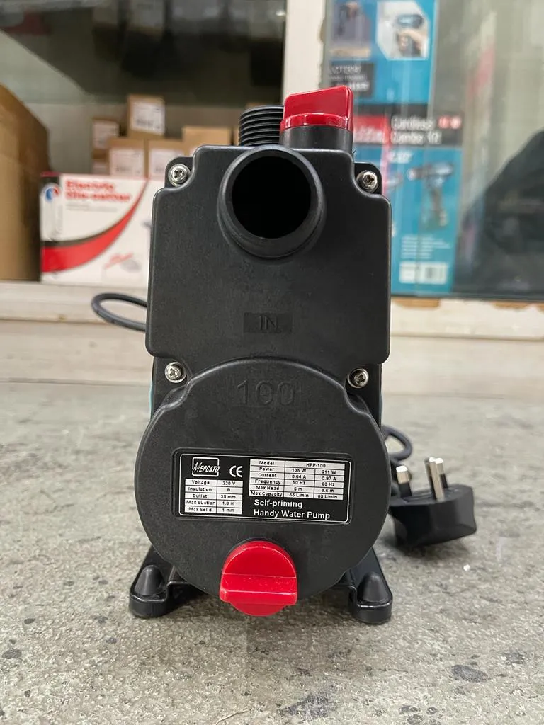 Mepcato 1 HPP-100 Portable Self Priming Low Level Residue Dewatering Drainage Water Pump (till 1mm) 135W 220V | Model : WP-HPP-100