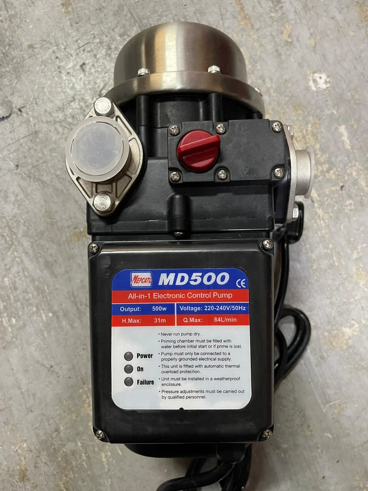 Mepcato 1 Md-500 Cold Water Electronic Control Booster Pump | Model : WP-MD500