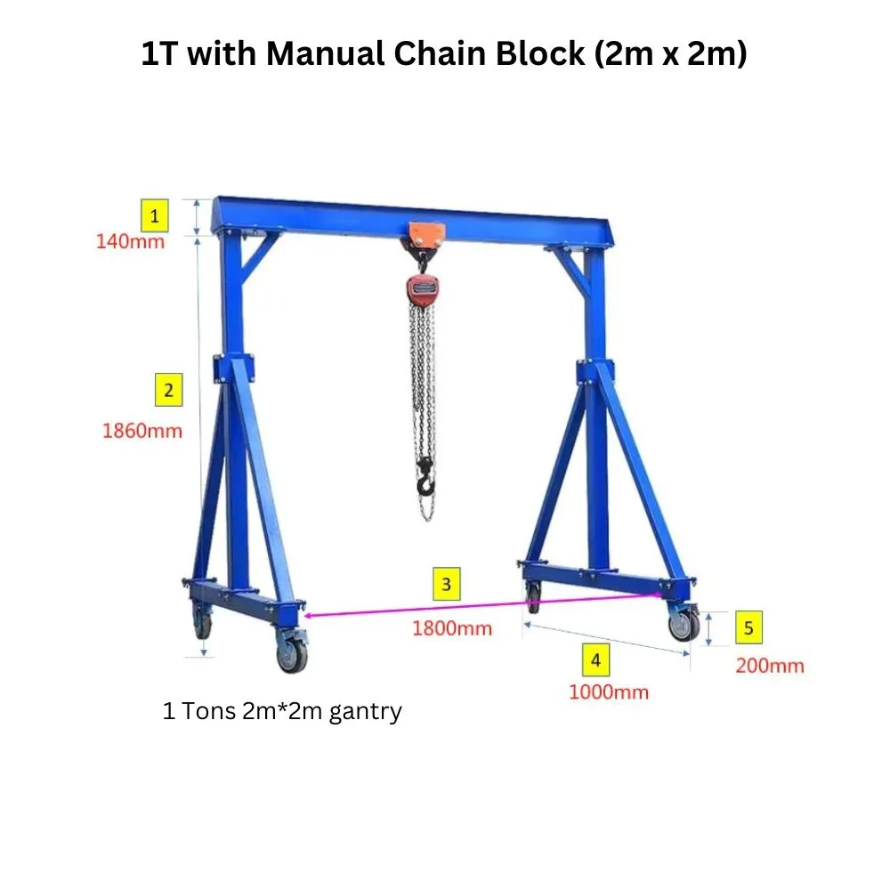 Mobile Lifting Gantry A Frame Crane with Manual Chain Block Trolley | Model: CBT-