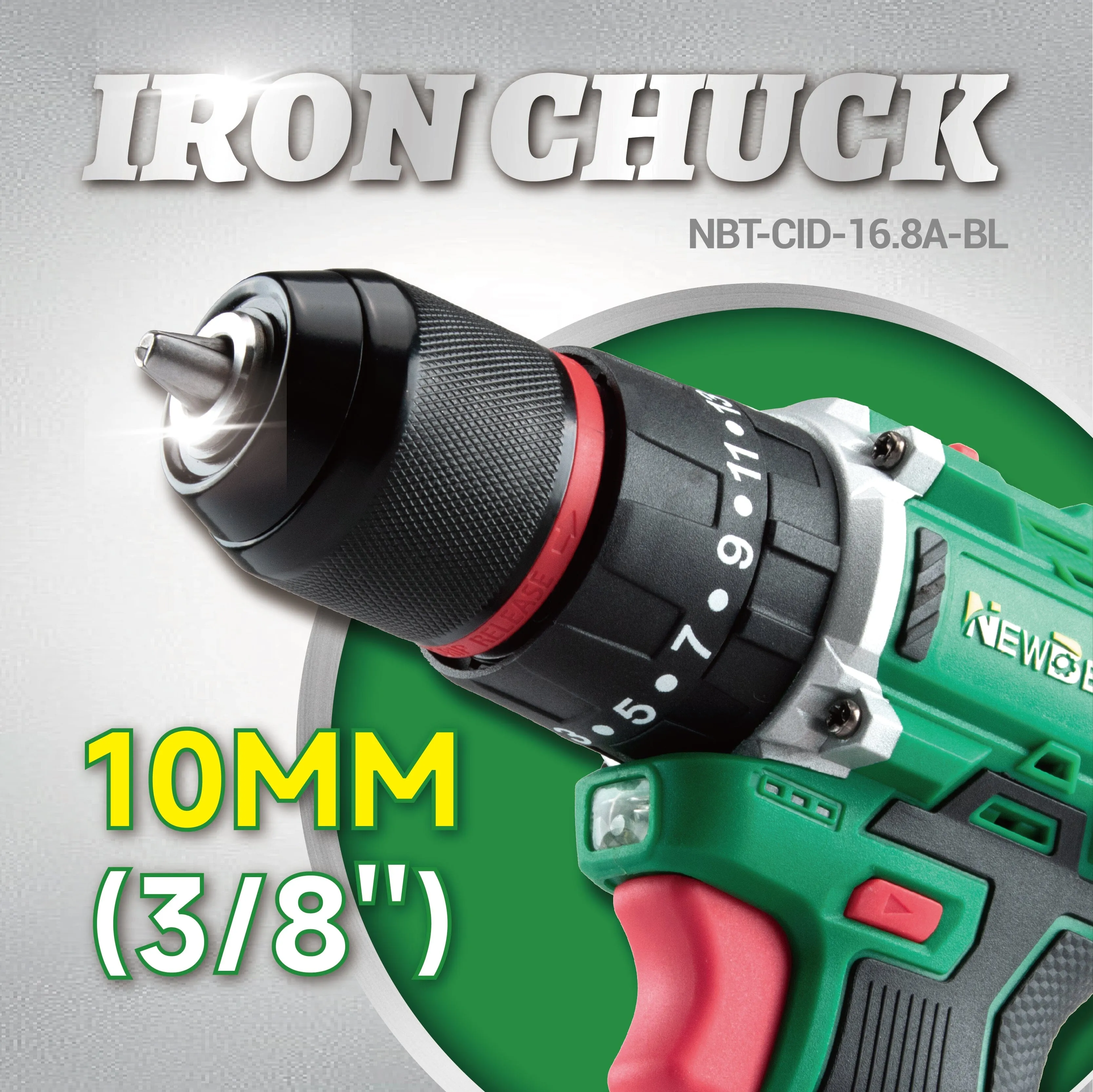 NEWBEAT 16.8V Cordless Drill (Brushless) C/W 2 Battery & 1 Charger  | Model : NBT-CID-16.8A-BL
