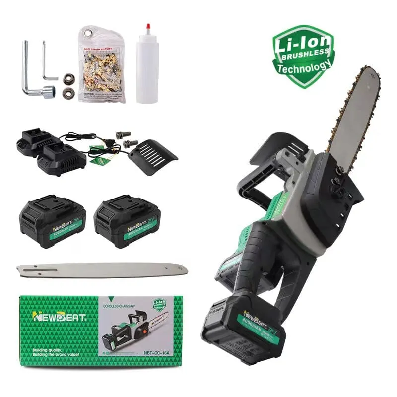 Newbeat 21V 16 Cordless Chainsaw (BL) C/W 2 Battery and 1 Charger | Model: NBT-CC-16A