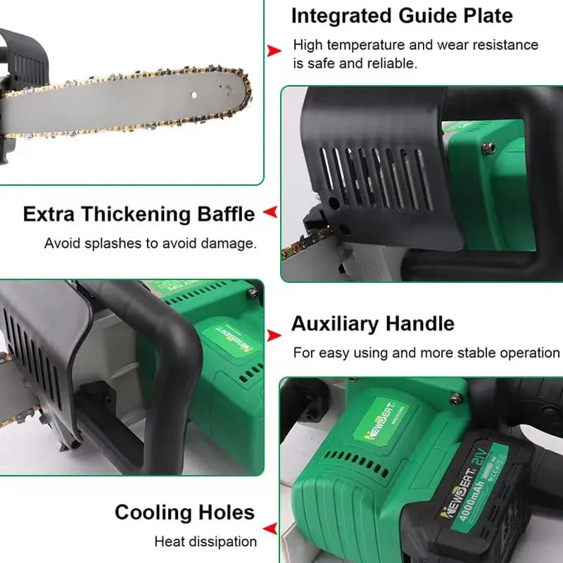 Newbeat 21V 16 Cordless Chainsaw (BL) C/W 2 Battery and 1 Charger | Model: NBT-CC-16A