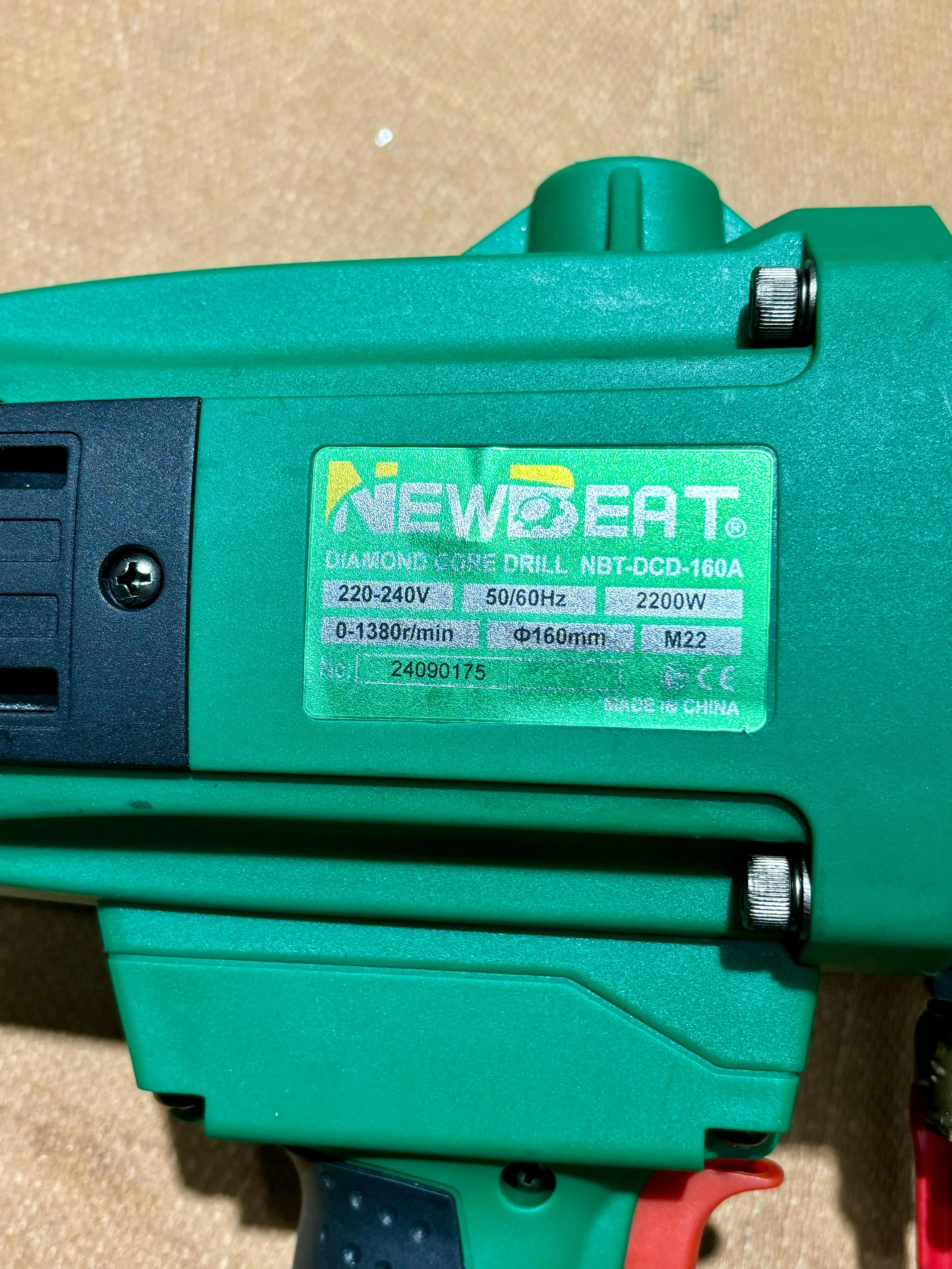 Newbeat 2200W Handheld Diamond Coring Drill 160mm | Model : NBT-DCD-160A