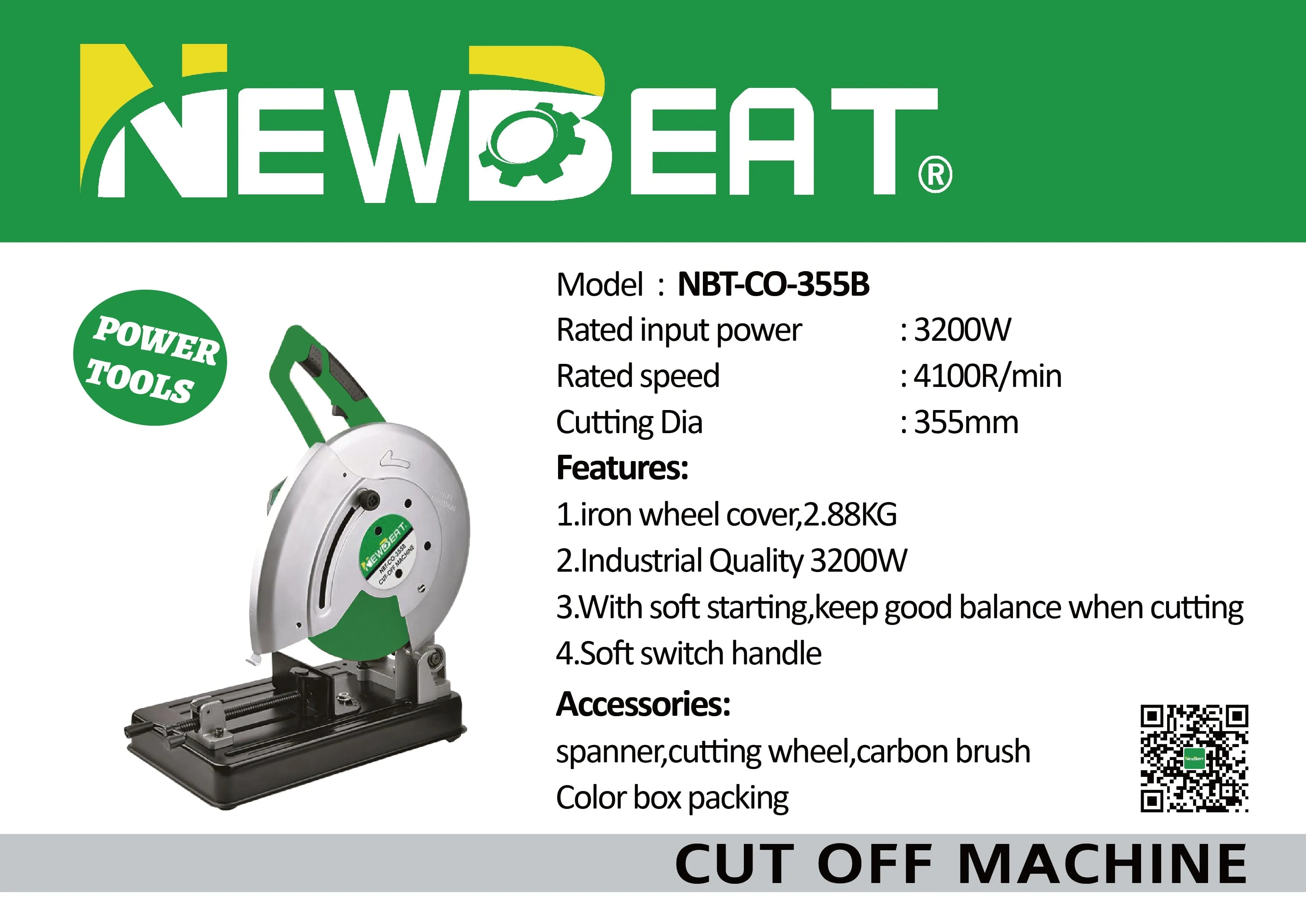 NEWBEAT 3200W 14 Cut Off Machine 355MM | Model : NBT-CO-355B