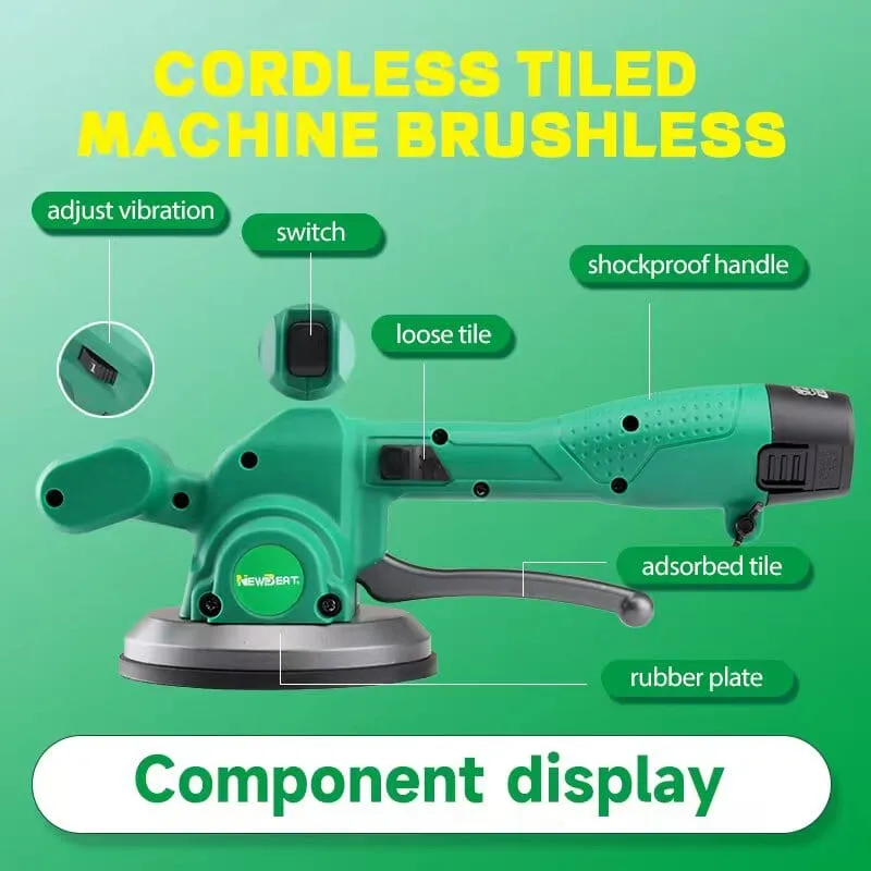 NEWBEAT Cordless Vibration Tile Tiling Levelling Leveler Machine (Brushless) 135MM C/W 2 Battery & 1 Charger  | Model : NBT-CT-135
