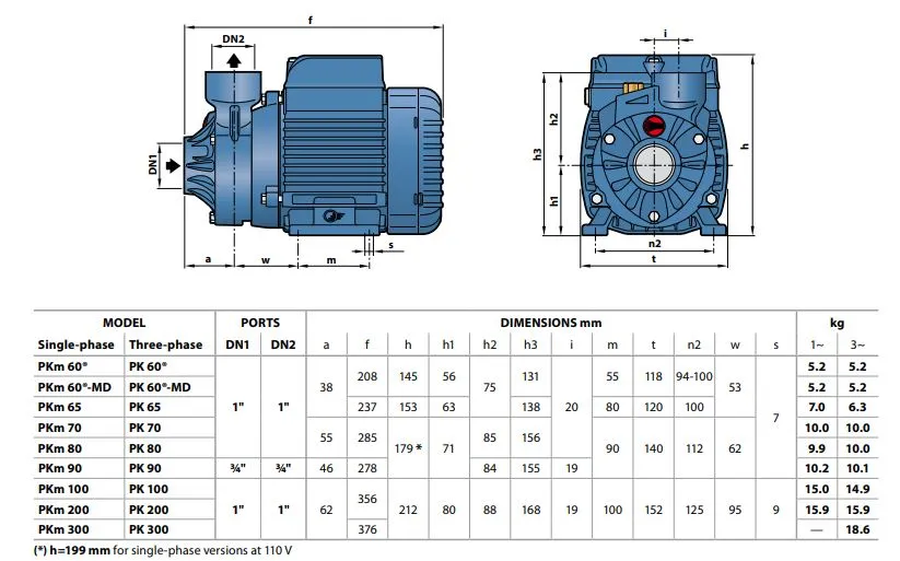 Pedrollo 1 x 1 240V 40m maxH Water Pump | Model : WP-P-PKM60