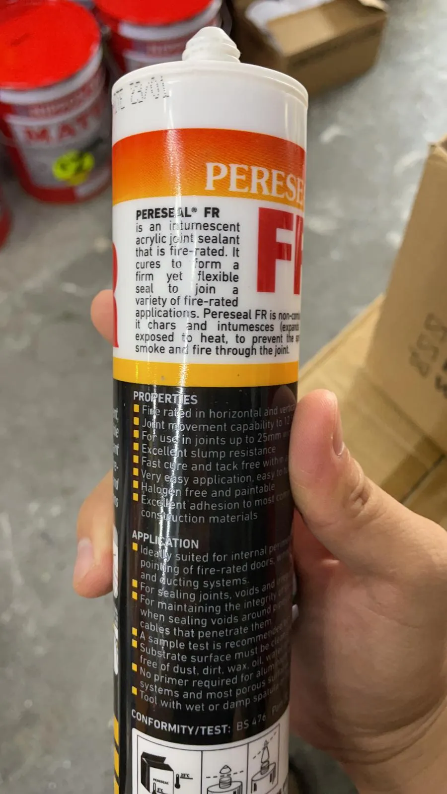Pereseal Acrylic Sealant 300Ml (Grey/White) Fire Rated (20Pc/Ctn) | Model : SIL-A-PFR