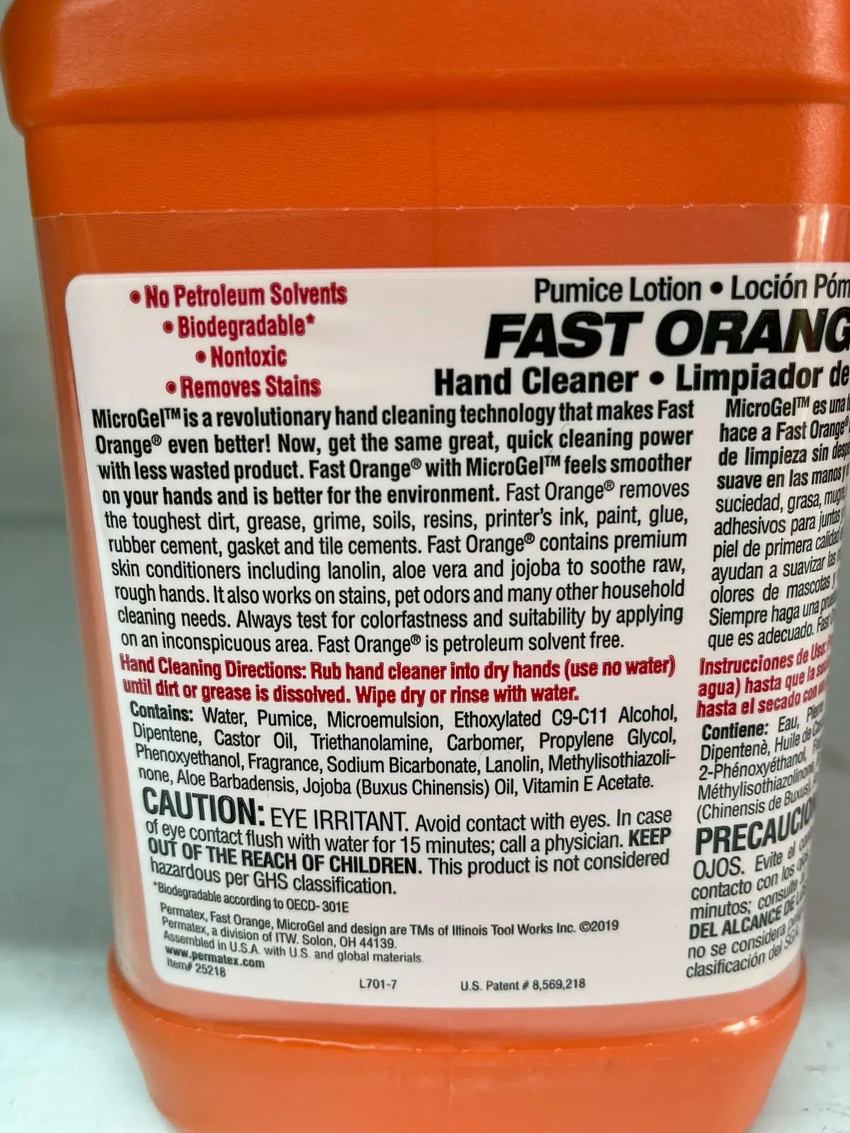 Permatex 25218. 1gal Fast Orange Hand Cleaner | Model : PERM-25218