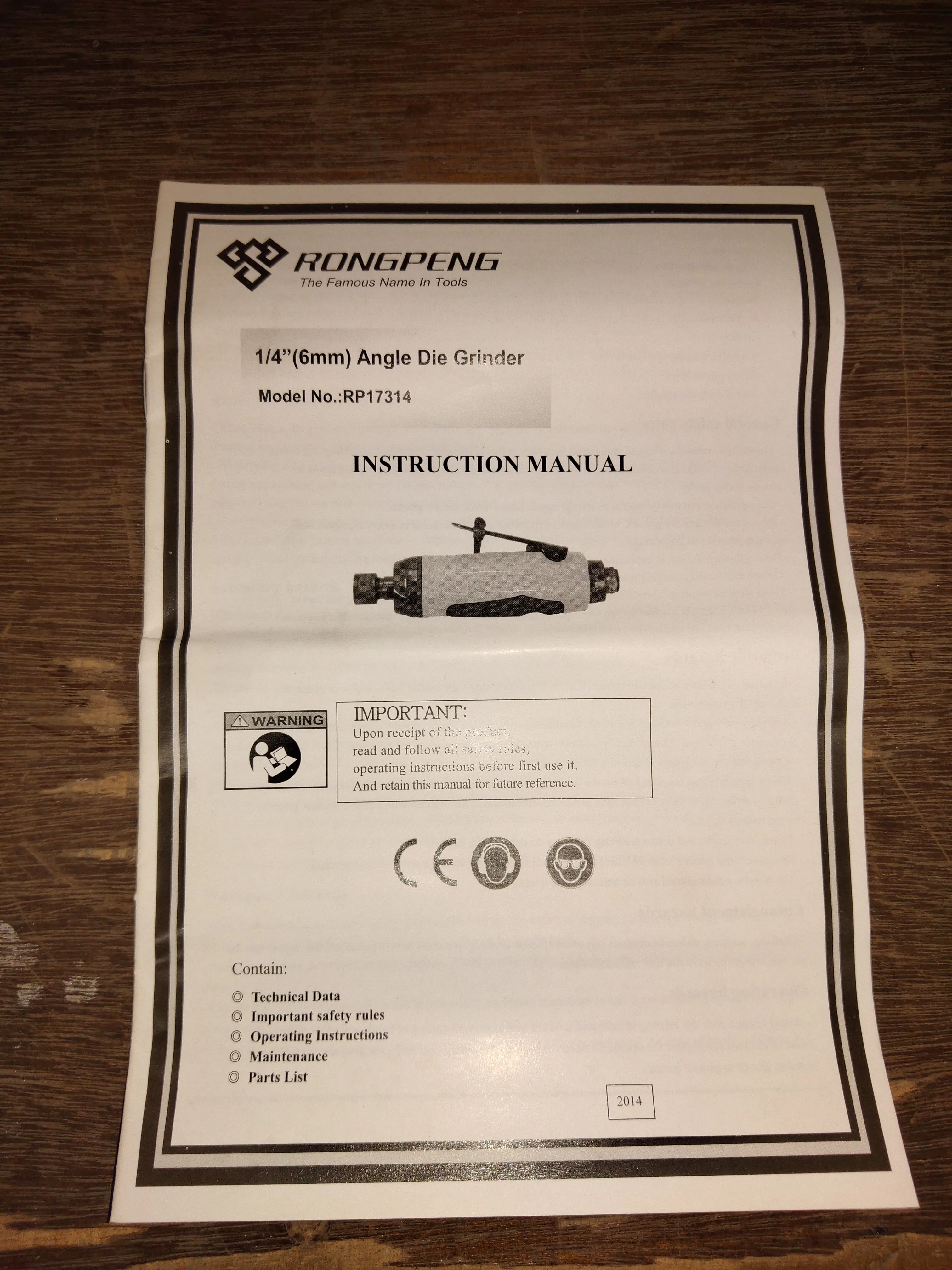 RONG PENG 3/8 Air Die Grinder | Model: AT-RP17314