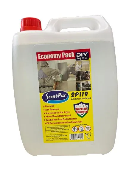 SCENTPUR SP119 ALCOHOL FREE SANITIZER 5L (FOR ROOM AND FACTORY SPRAYER USE) | Model: HS3-SP119