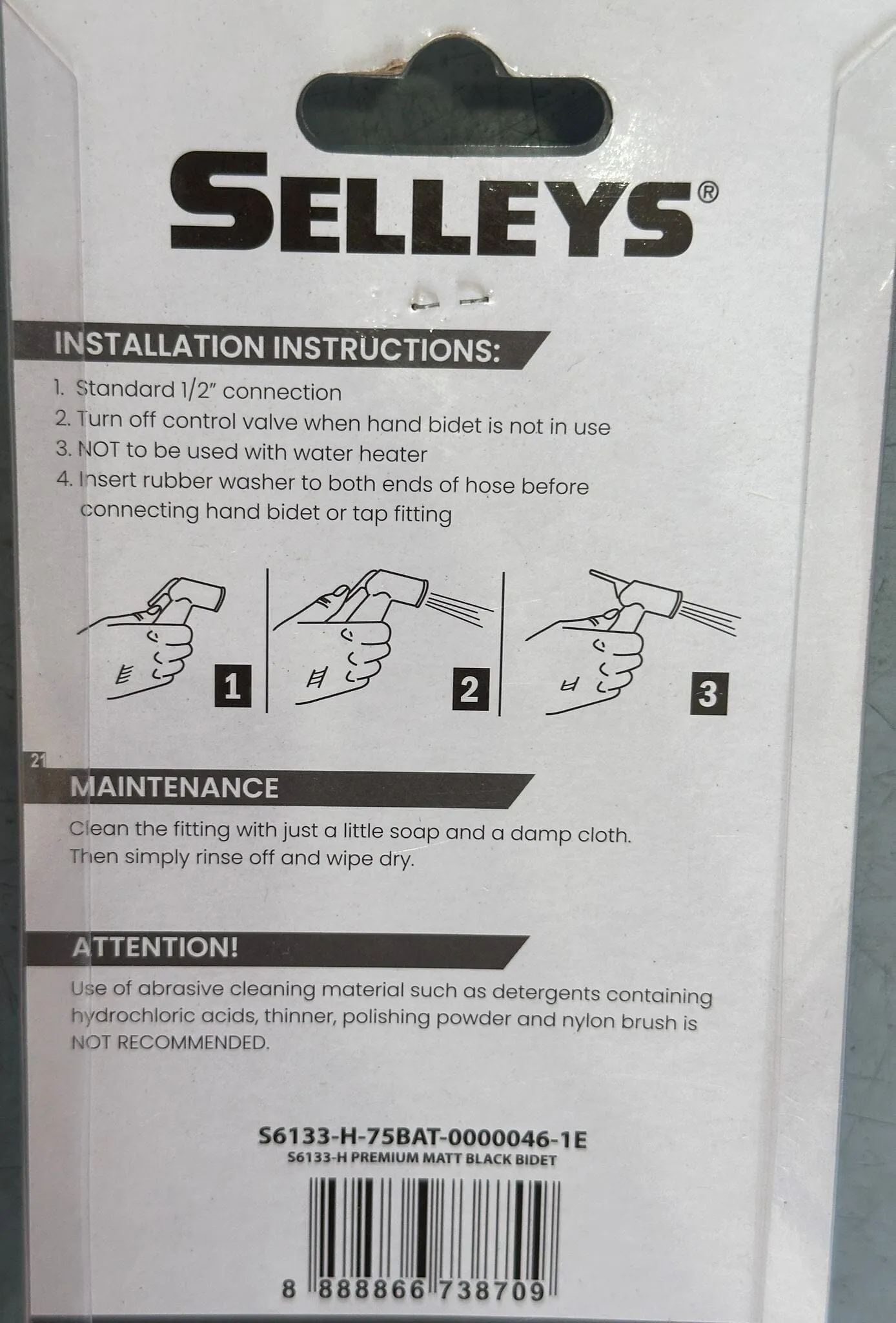 Selleys Premium Matt Black Bidet Head | Model : SEY-S6133-H