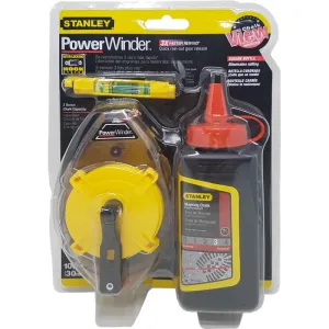 Stanley Power Winder With Red Chalk And Line Level 30m /100 Ft | Model : 47-465