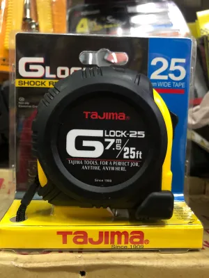 Tajima 7.5m (25ft) 25mm Wide. Shock Resistant Measuring Tape  | Model : 016-095-2575 (GLock-25)