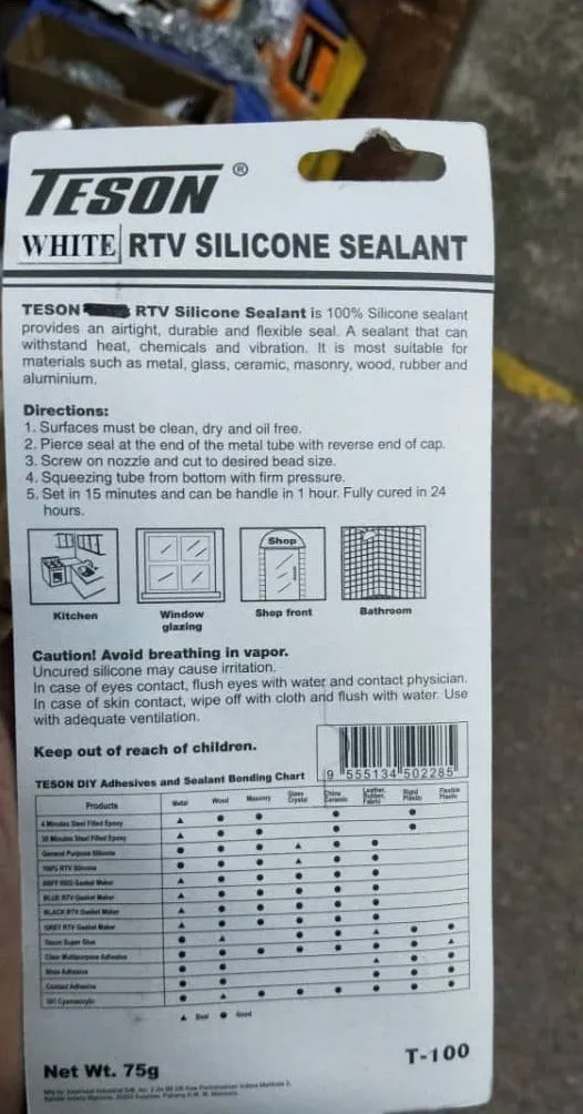 Teson Clear/White RTV Silicone Sealant 75g | Model : SIL-T100