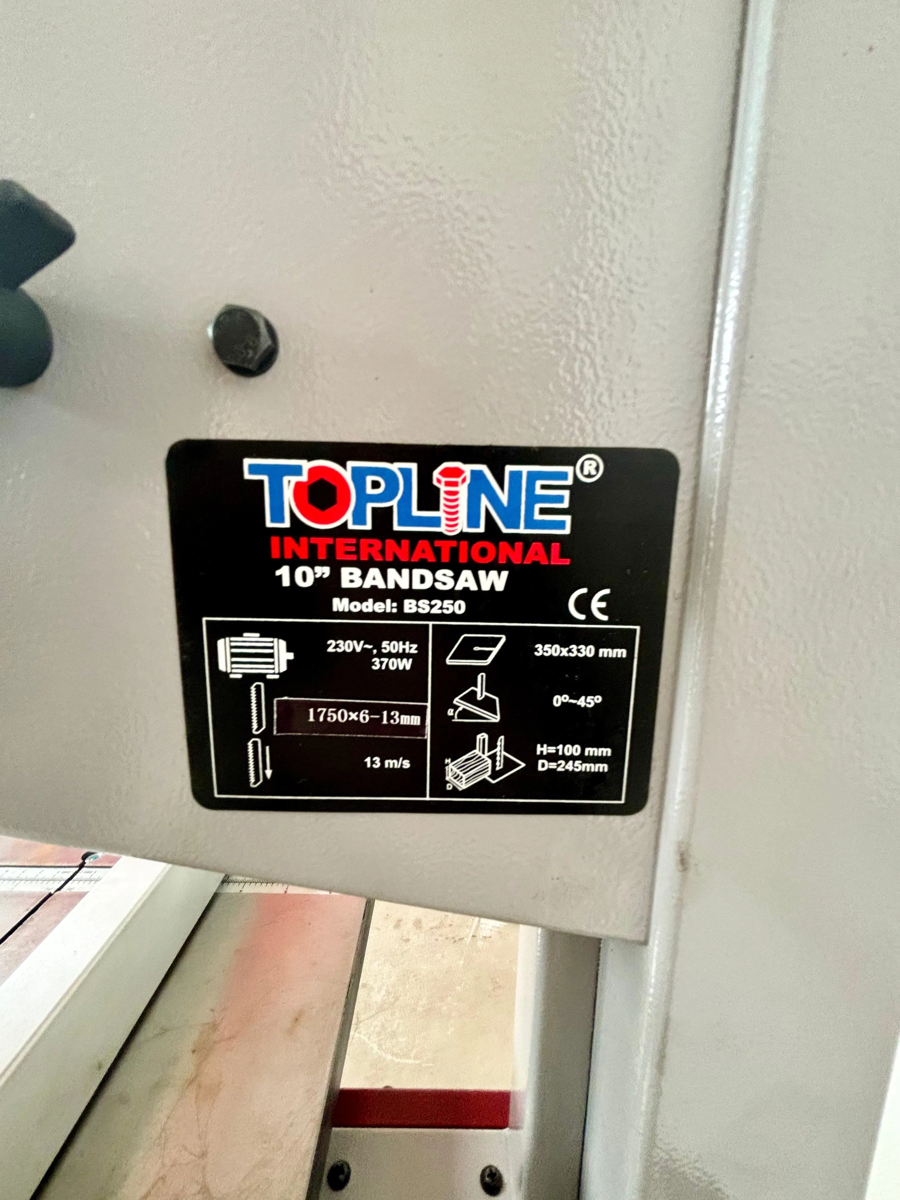 Topline 10 Vertical Band Saw Wood Cutting Machine C/W 4 Legs Stand 230V | Model : BSM-BS250
