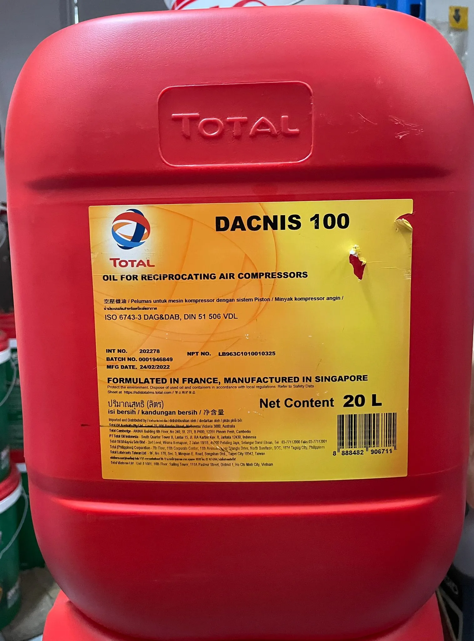 Total Dacnis 100 Compressor Oil 100 20L