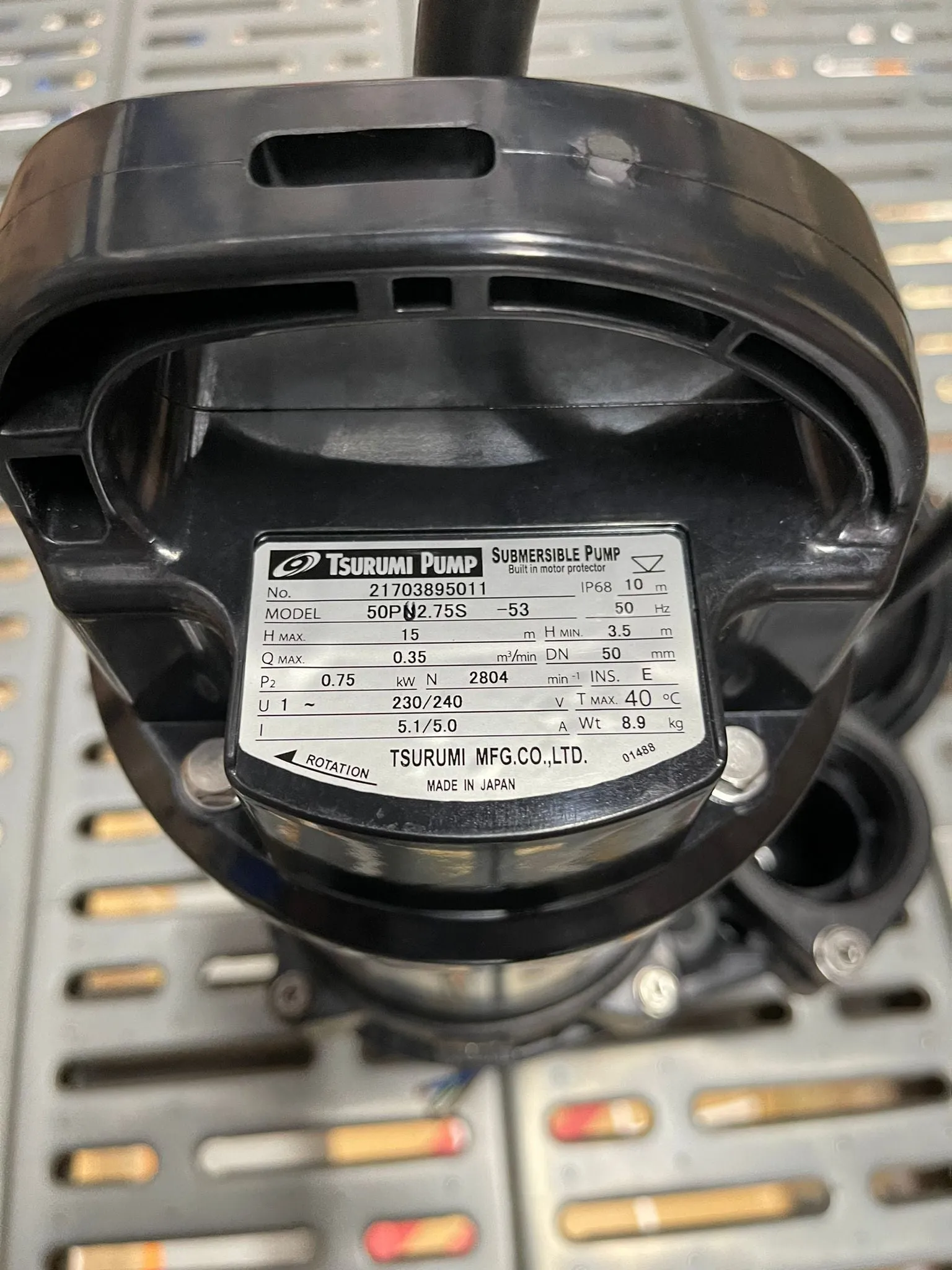 Tsurumi #50PU2.75S Pump 2 0.75KW 230V | Model : 50PU2.75S