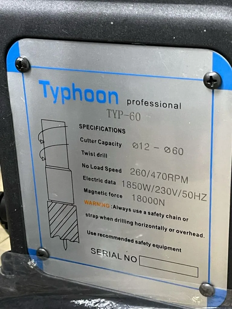 Typhoon (Typhon) Magnetic Drill 12-60mm 1850W | Model : MD-TYP60