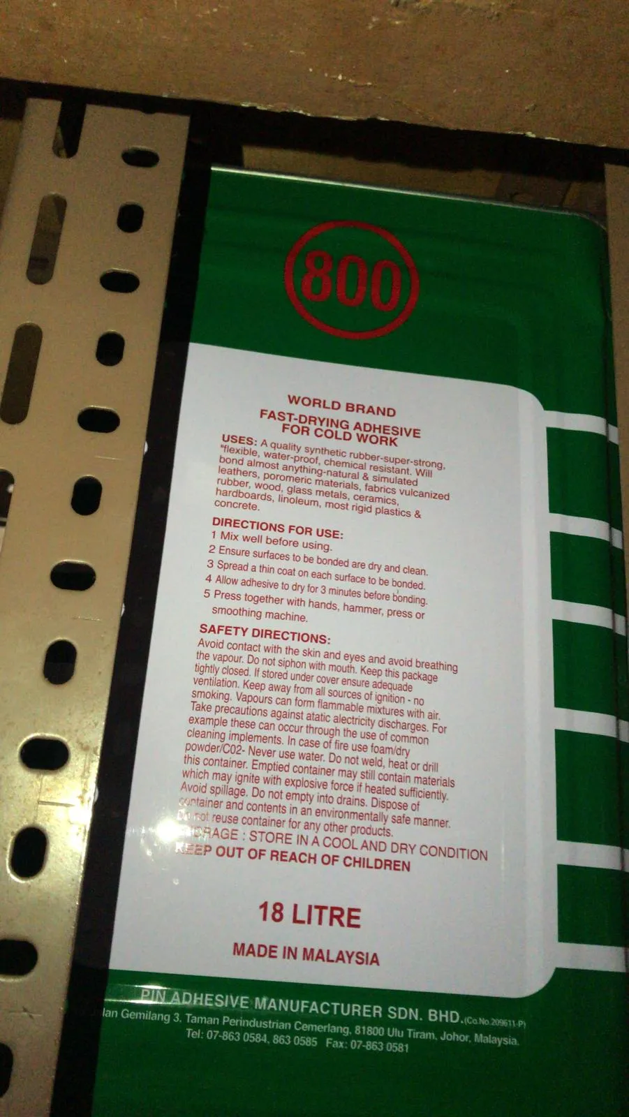 World Brand 800 Adhesive 5Gal. 18L | Model : GLUE-W8005